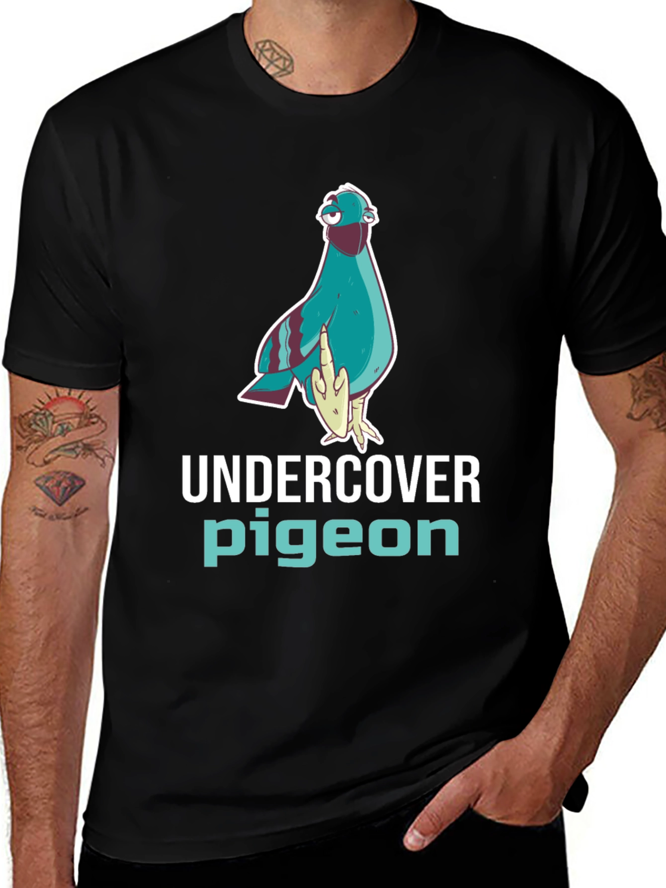 Variant 15 of Undercover Pigeon Graphic Tee - Funny Bird T-Shirt