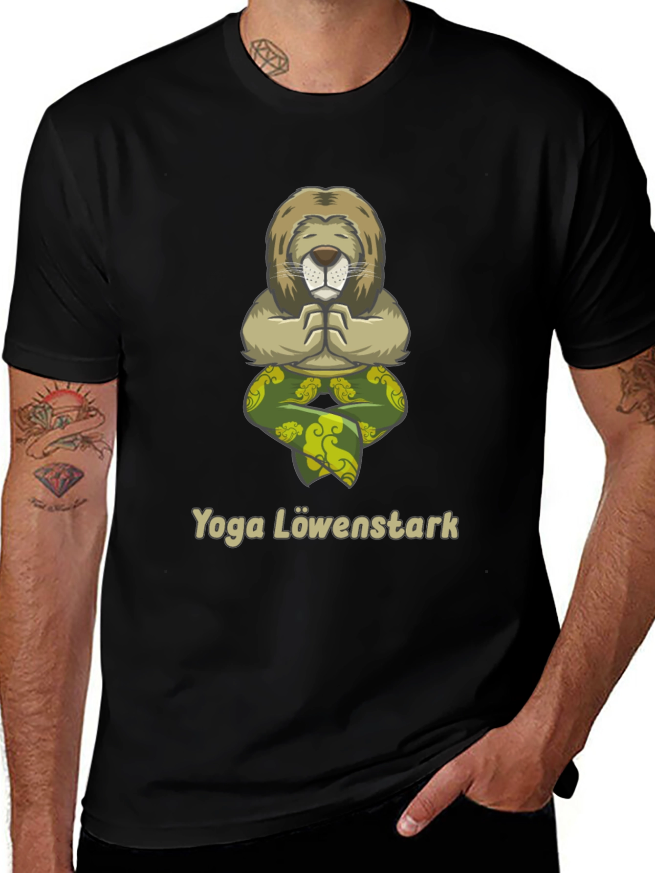 Variant 29 of Yoga Lion Black T-Shirt - Löwenstark Meditation Tee