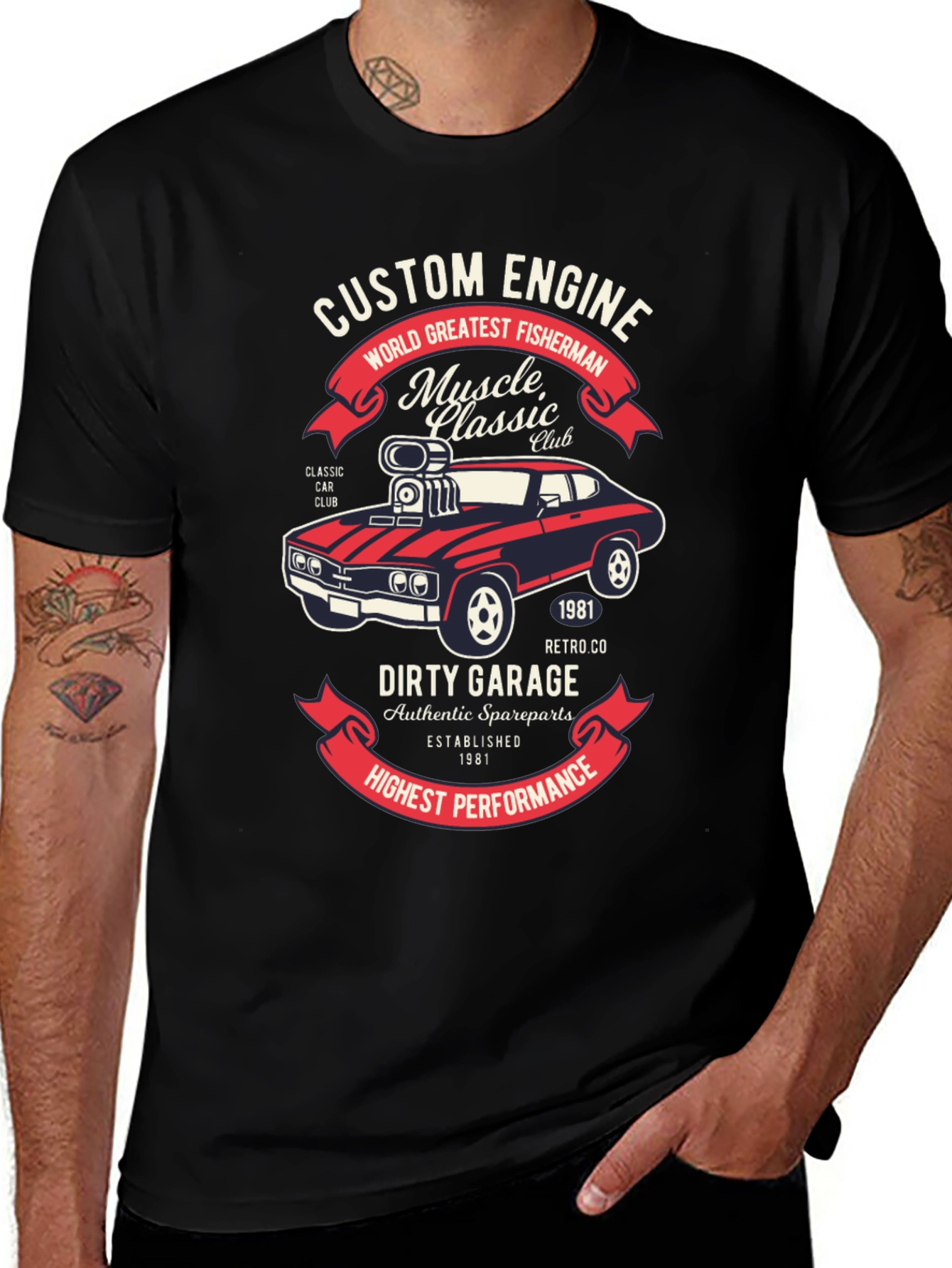 Variant 22 of Custom Engine Muscle Car T-Shirt