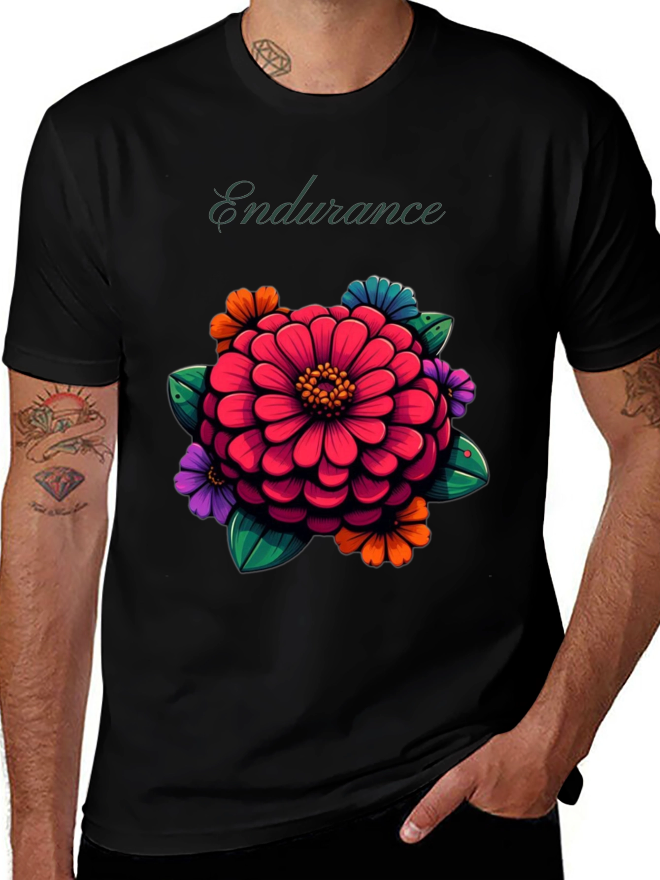 Variant 12 of Endurance Floral Graphic Black T-Shirt
