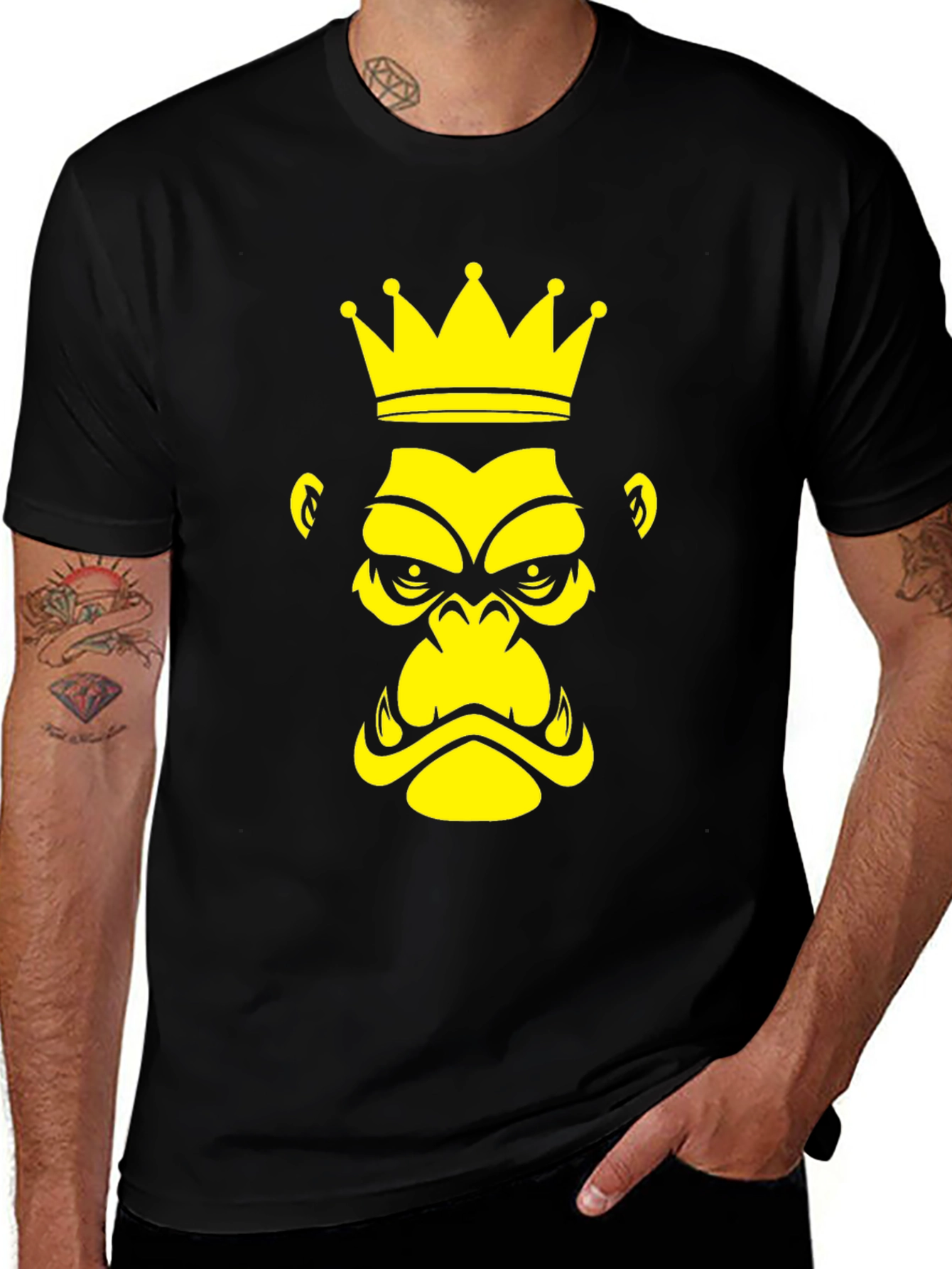 King Kong Graphic Tee - Bold Yellow Design on Black