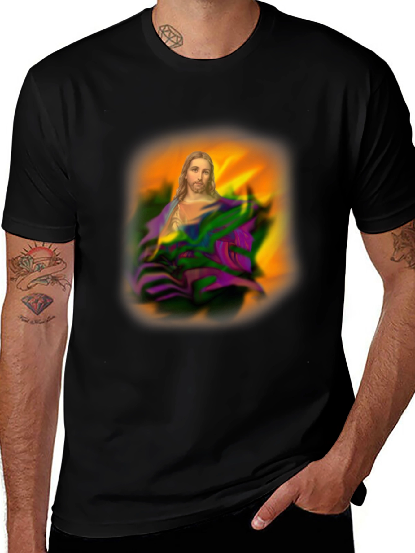 Variant 25 of Jesus Graphic Print Men's Black T-Shirt