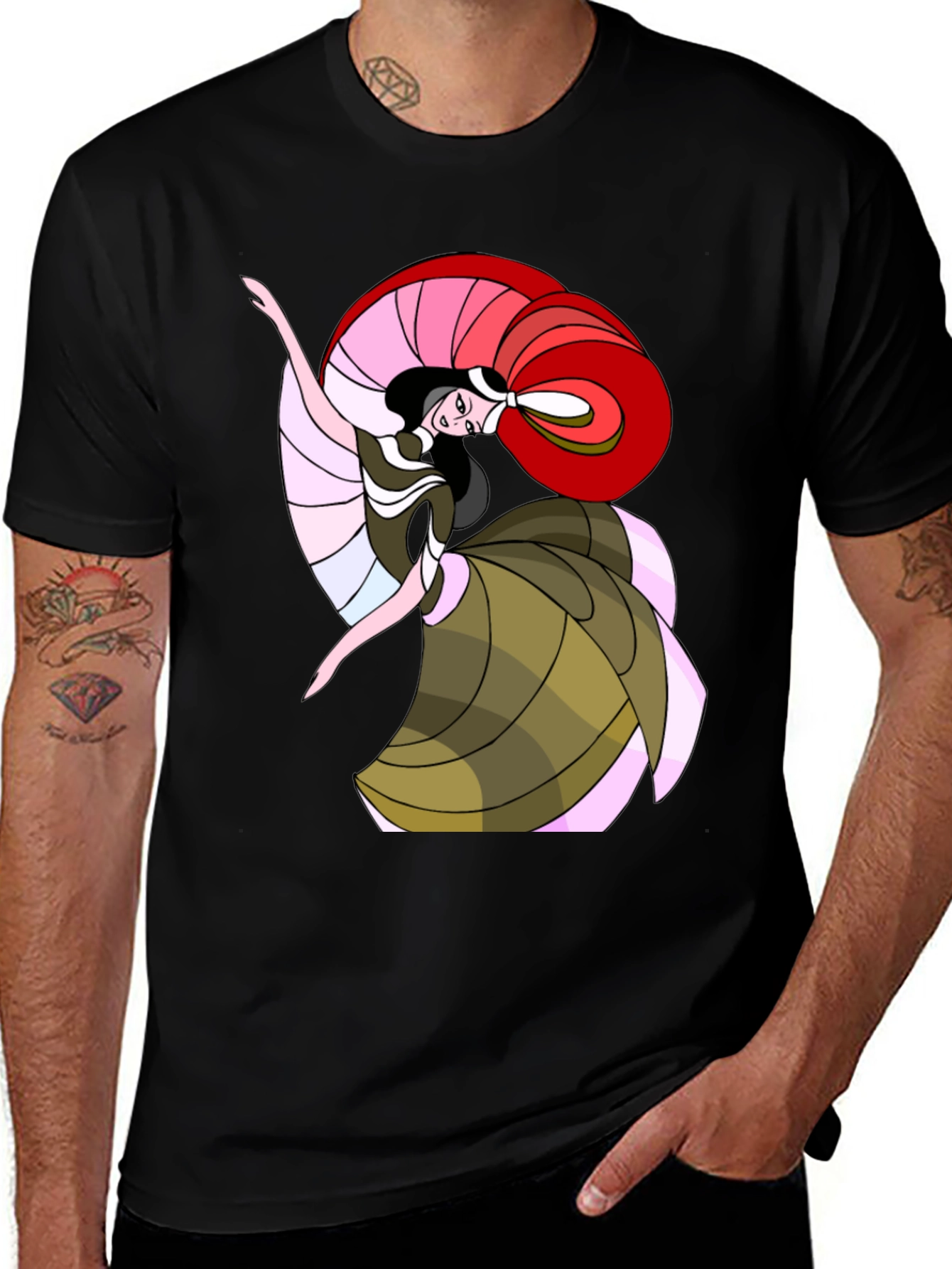Variant 23 of Whimsical Woman Graphic Black T-Shirt
