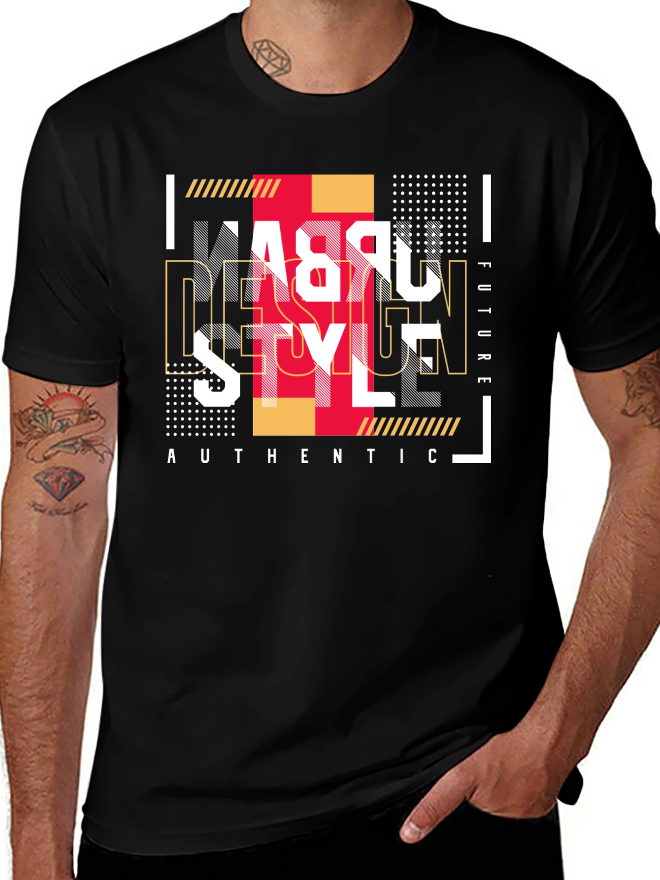 Variant 6 of Urban Style Graphic Print Black T-Shirt
