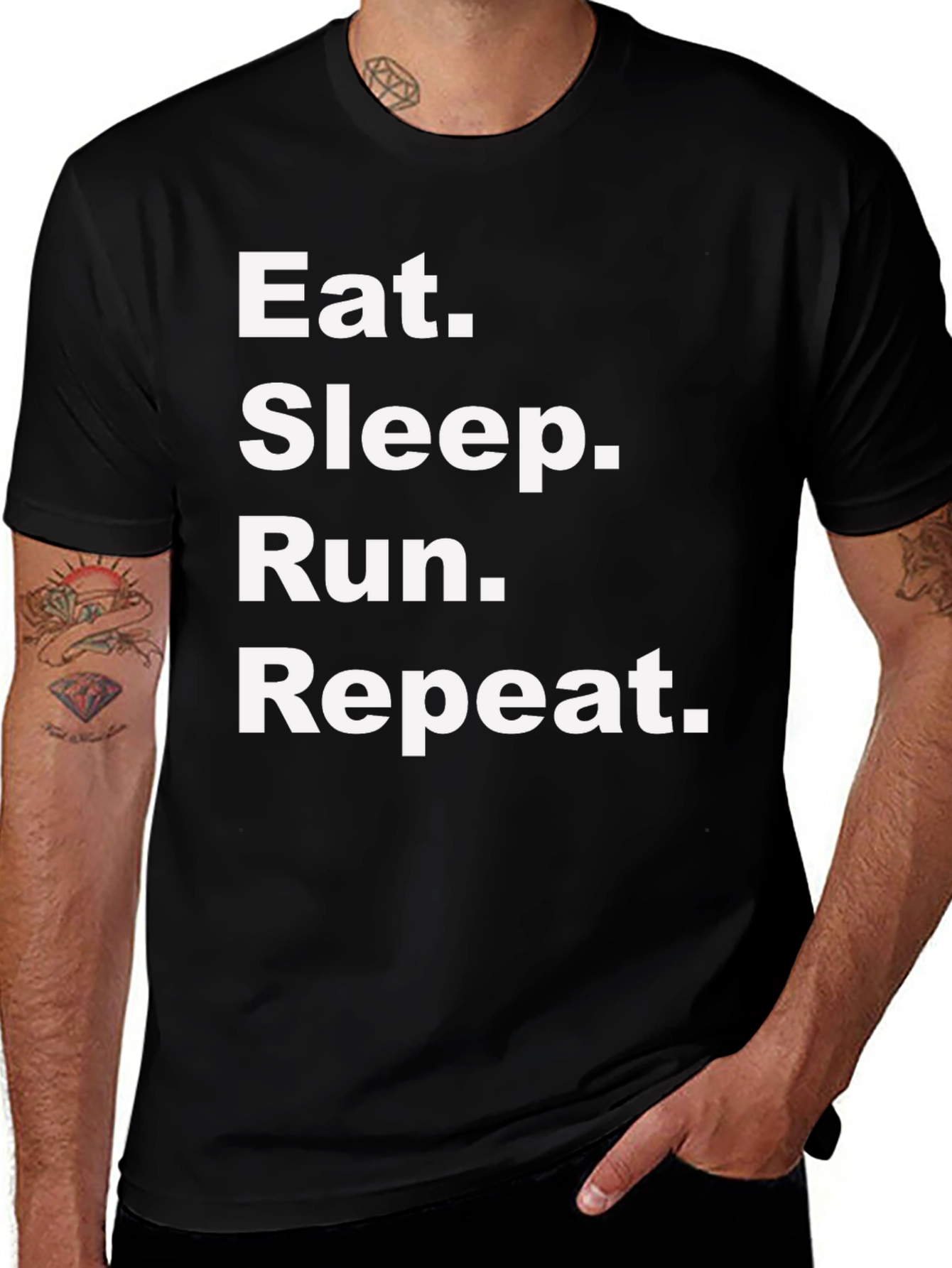 Variant 3 of Eat Sleep Run Repeat Black Graphic T-Shirt