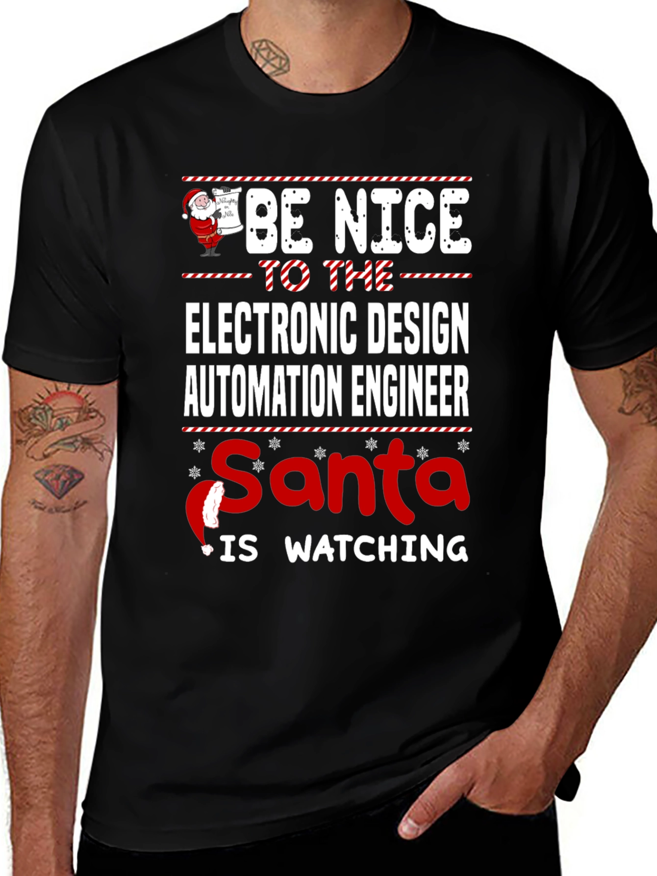 Be Nice to Electronic Design Automation Engineer Santa Watching T-Shirt