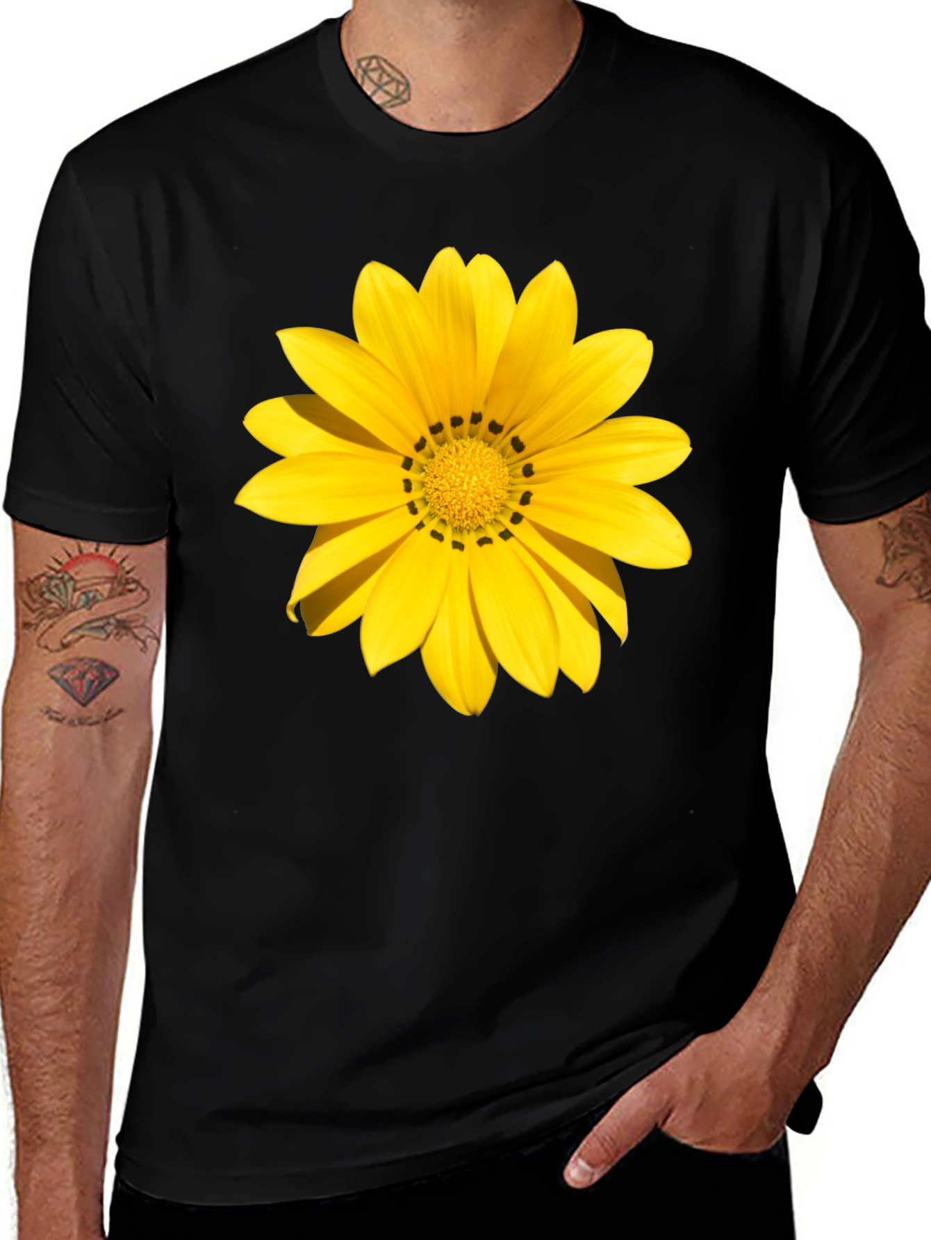 Variant 3 of Yellow Flower Graphic Tee - Black Unisex Shirt