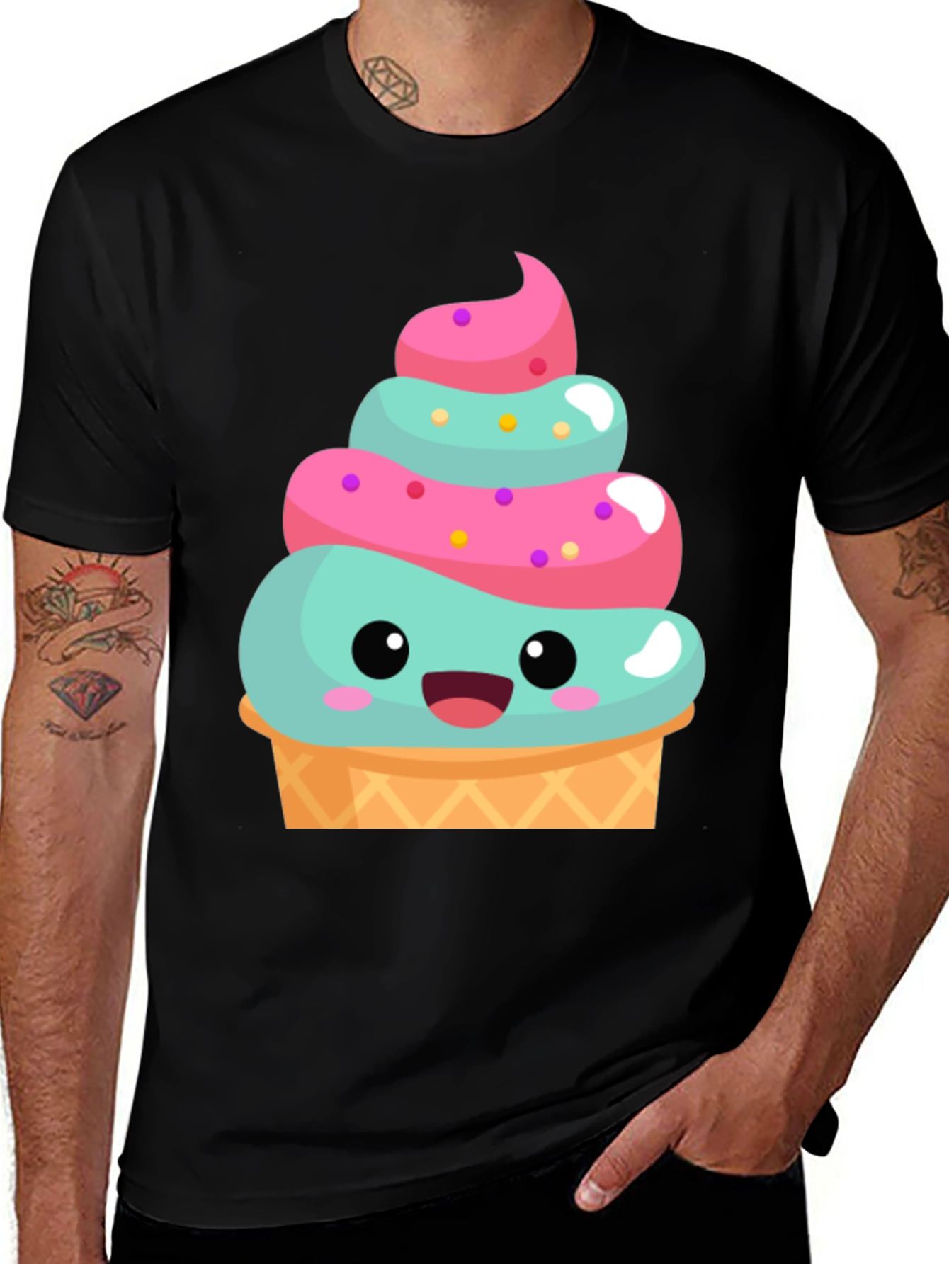 Variant 27 of Cute Ice Cream Cone Graphic Tee - Fun Summer Shirt