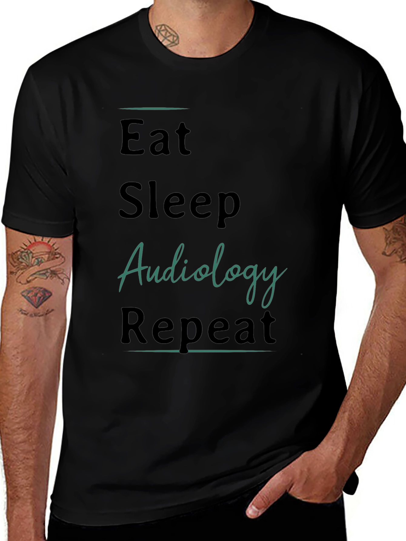 Eat Sleep Audiology Repeat Black T-Shirt