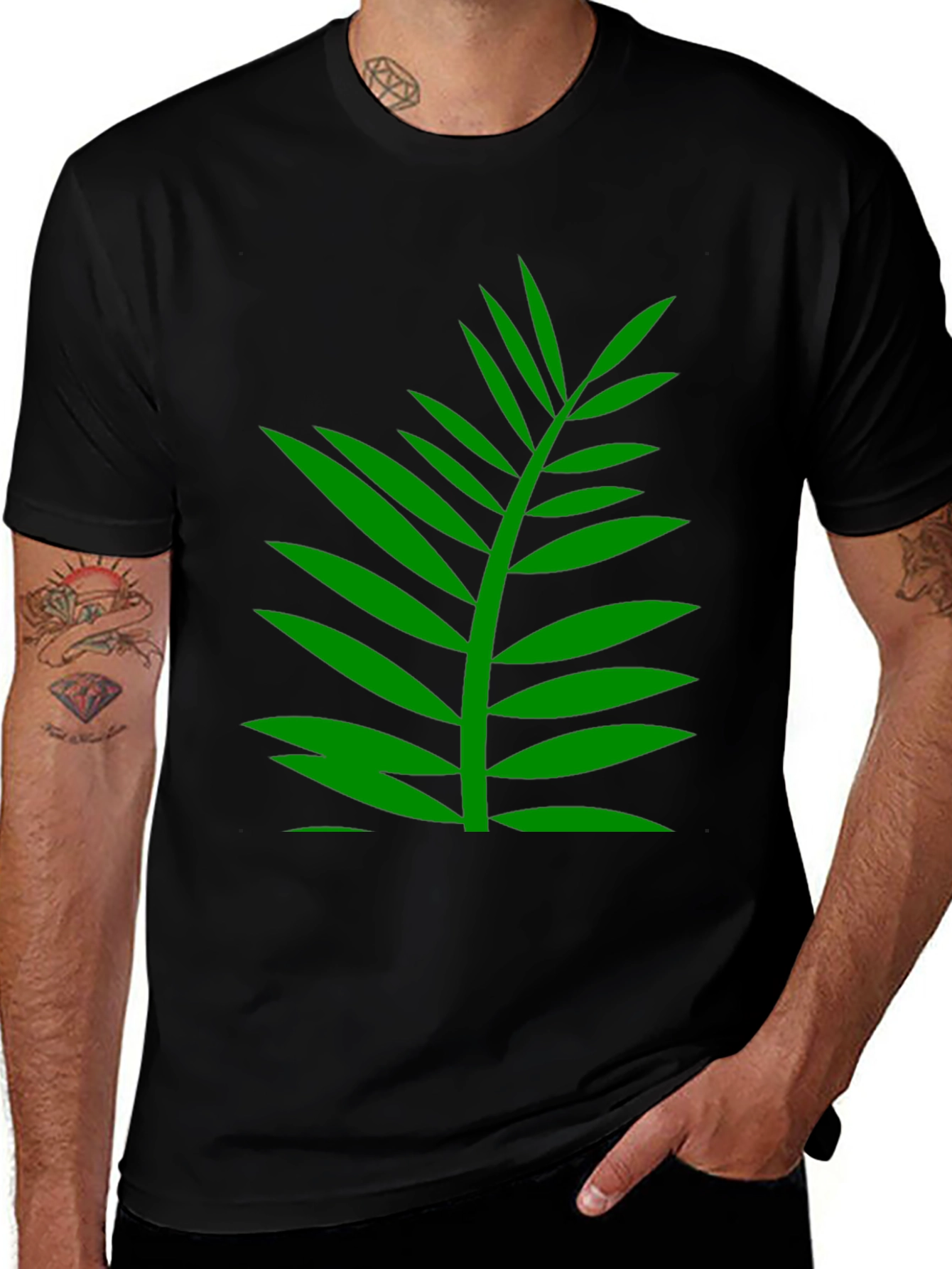 Black Tropical Palm Leaf Graphic T-Shirt - Black main image