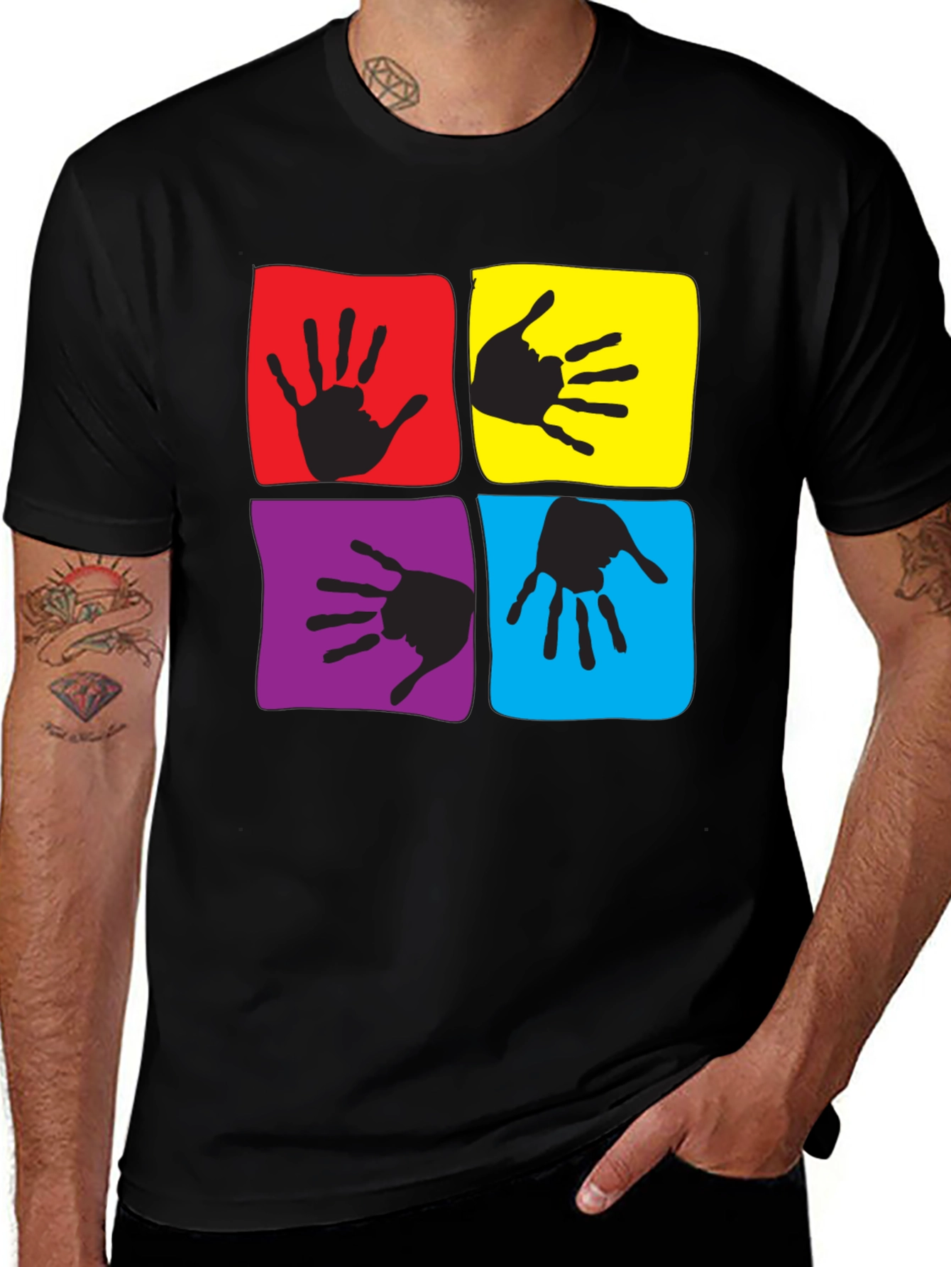 Variant 27 of Colorful Handprint Square Graphic T-Shirt