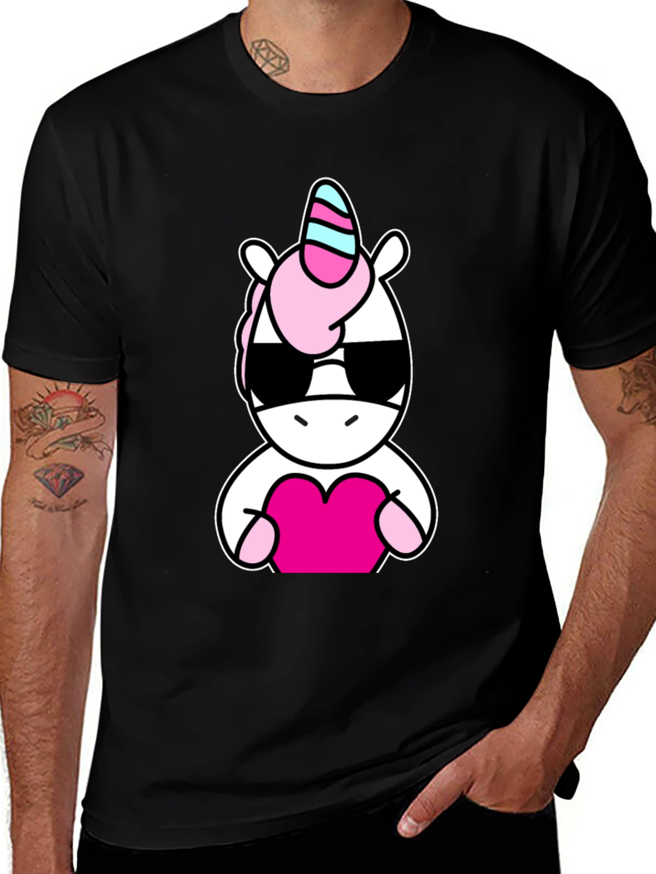 Variant 16 of Cool Unicorn Heart Black T-Shirt