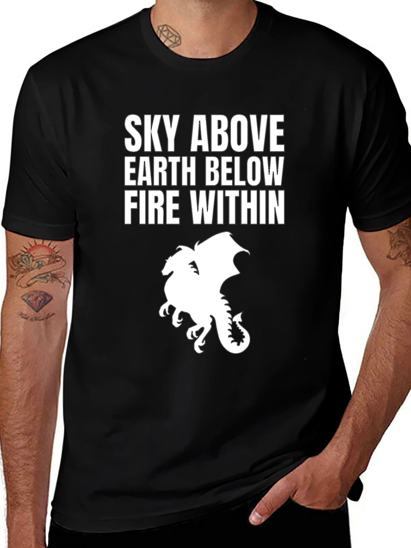 Variant 12 of Sky Above Dragon Graphic Tee - Black Cotton T-Shirt
