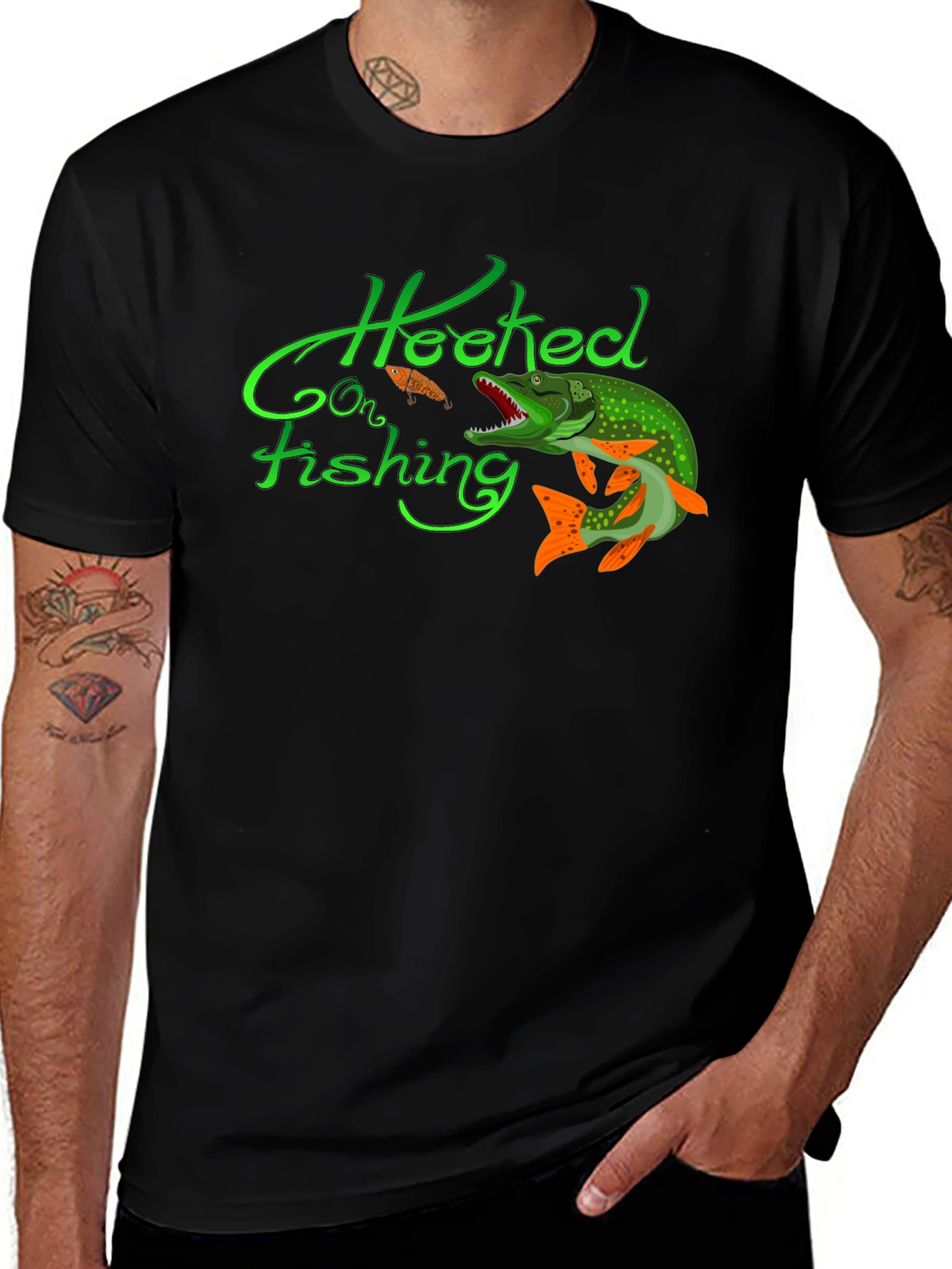 Variant 4 of Hooked on Fishing Graphic Tee