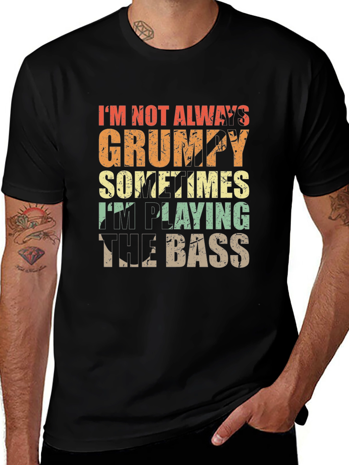 Variant 20 of Grumpy Bass Player Black T-Shirt