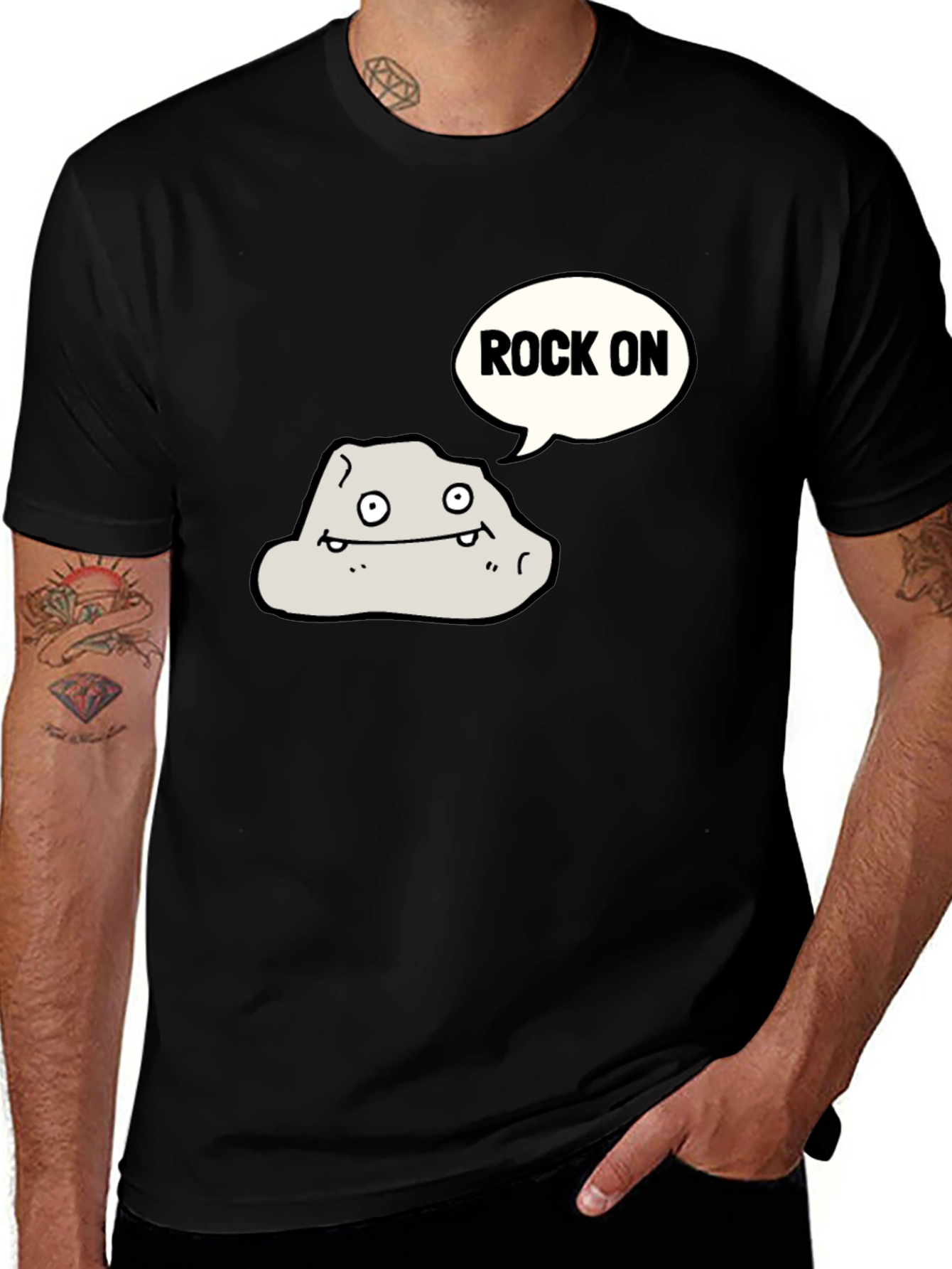 Variant 4 of Rock On Graphic Tee - Unique Cartoon Rock Design