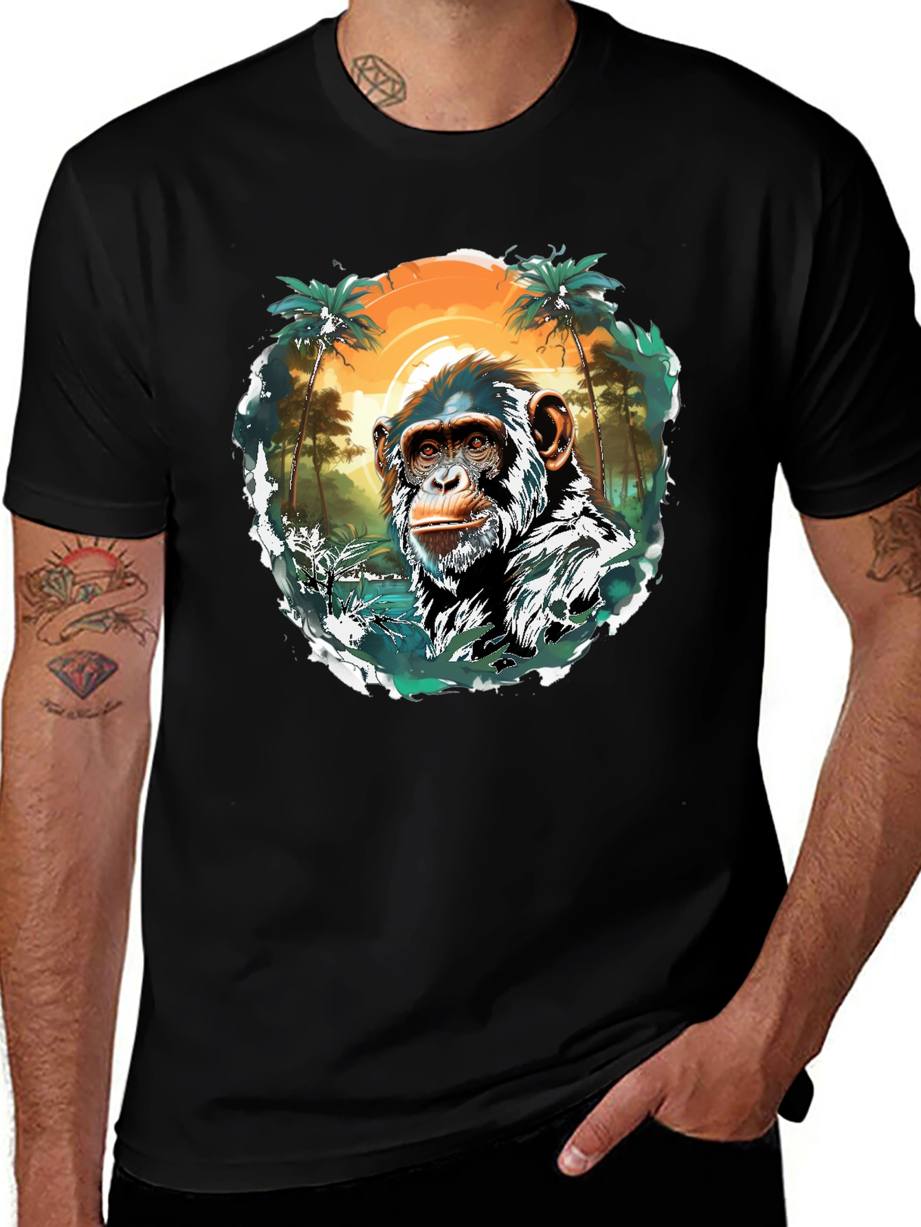 Variant 9 of Chimpanzee Beach T-Shirt, Tropical Island Tee