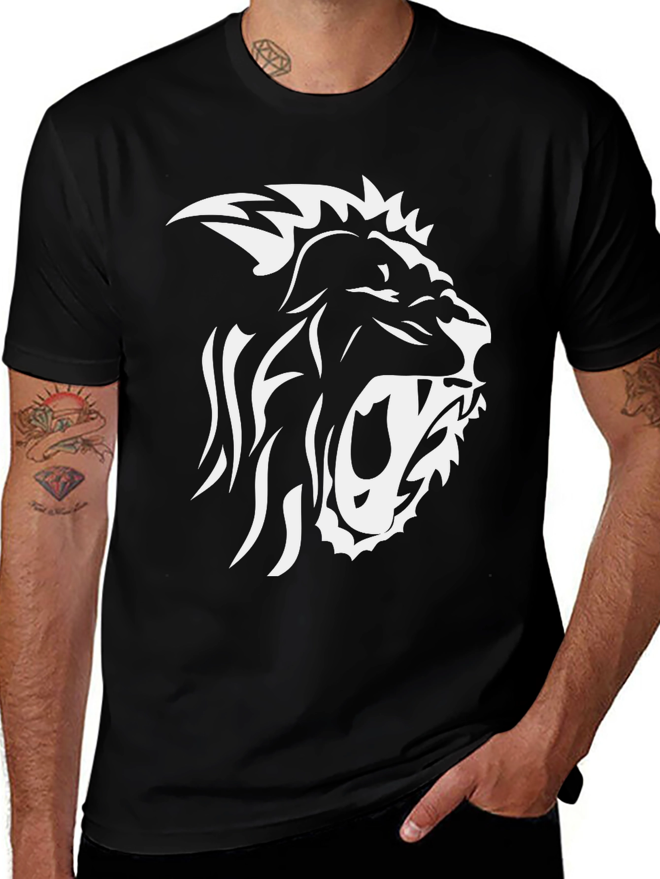 Variant 23 of Lion Graphic Black T-Shirt