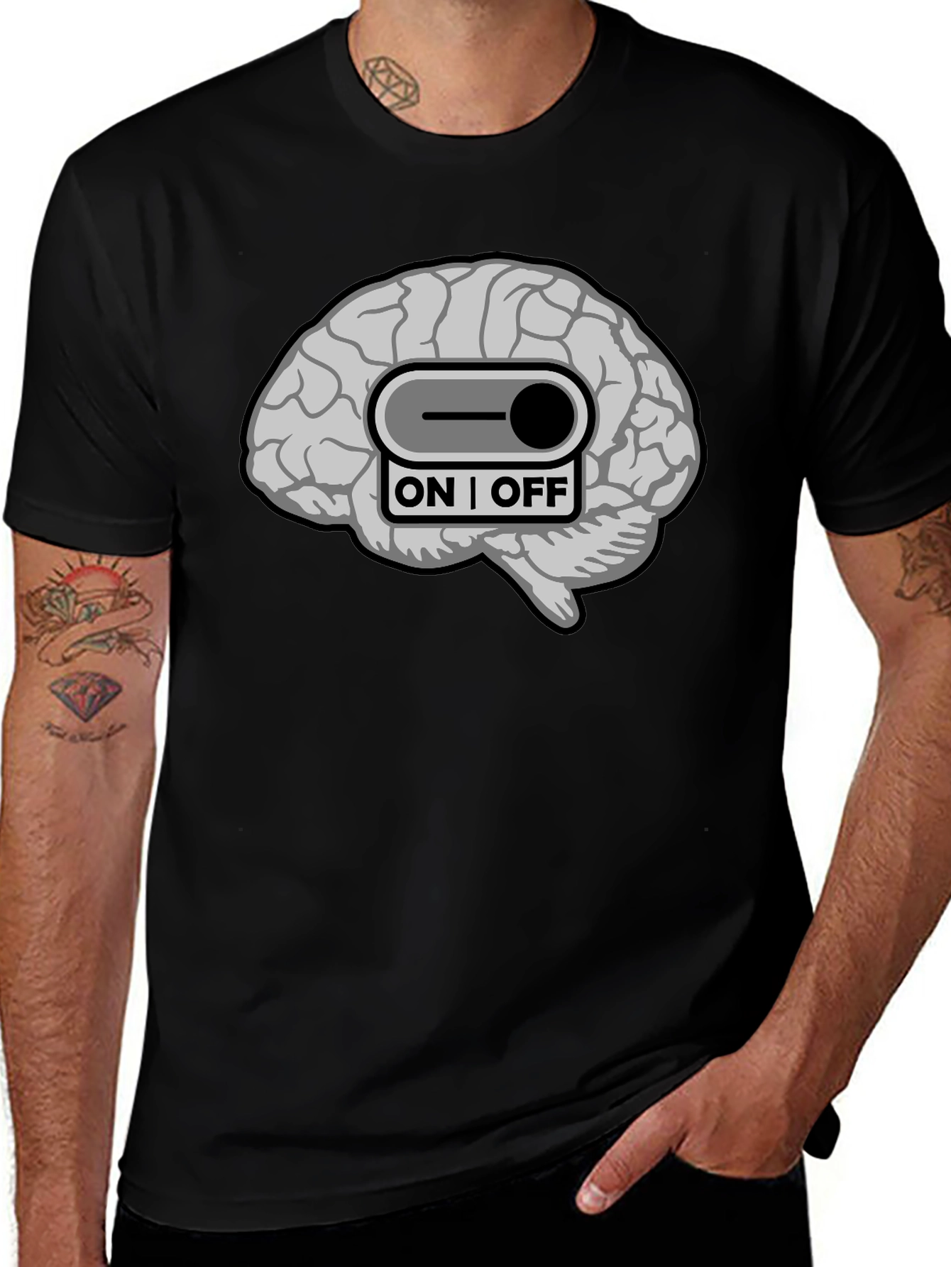 Variant 4 of Brain On/Off Switch Graphic T-Shirt - Mens