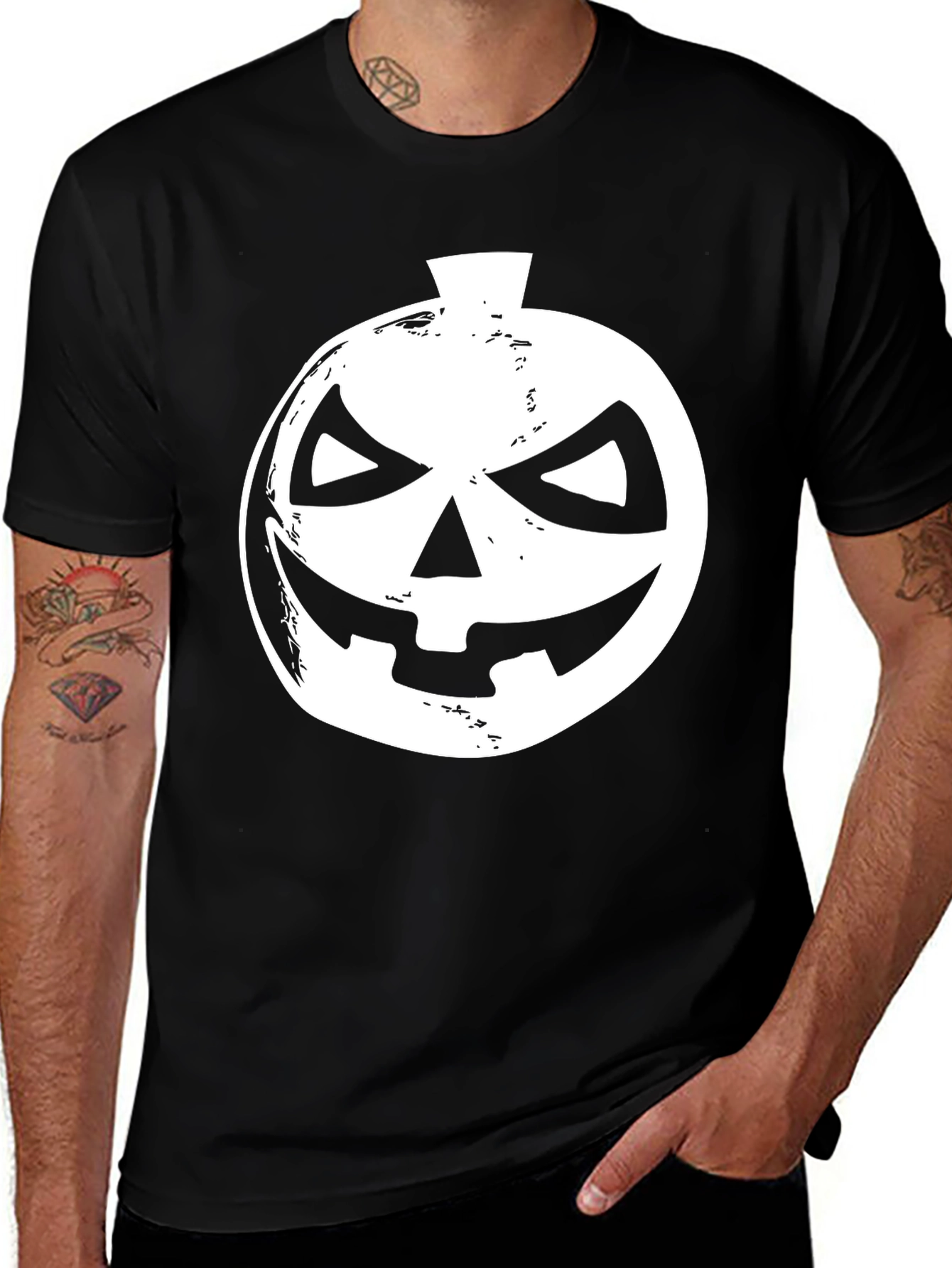 Halloween Pumpkin Face Black T-Shirt
