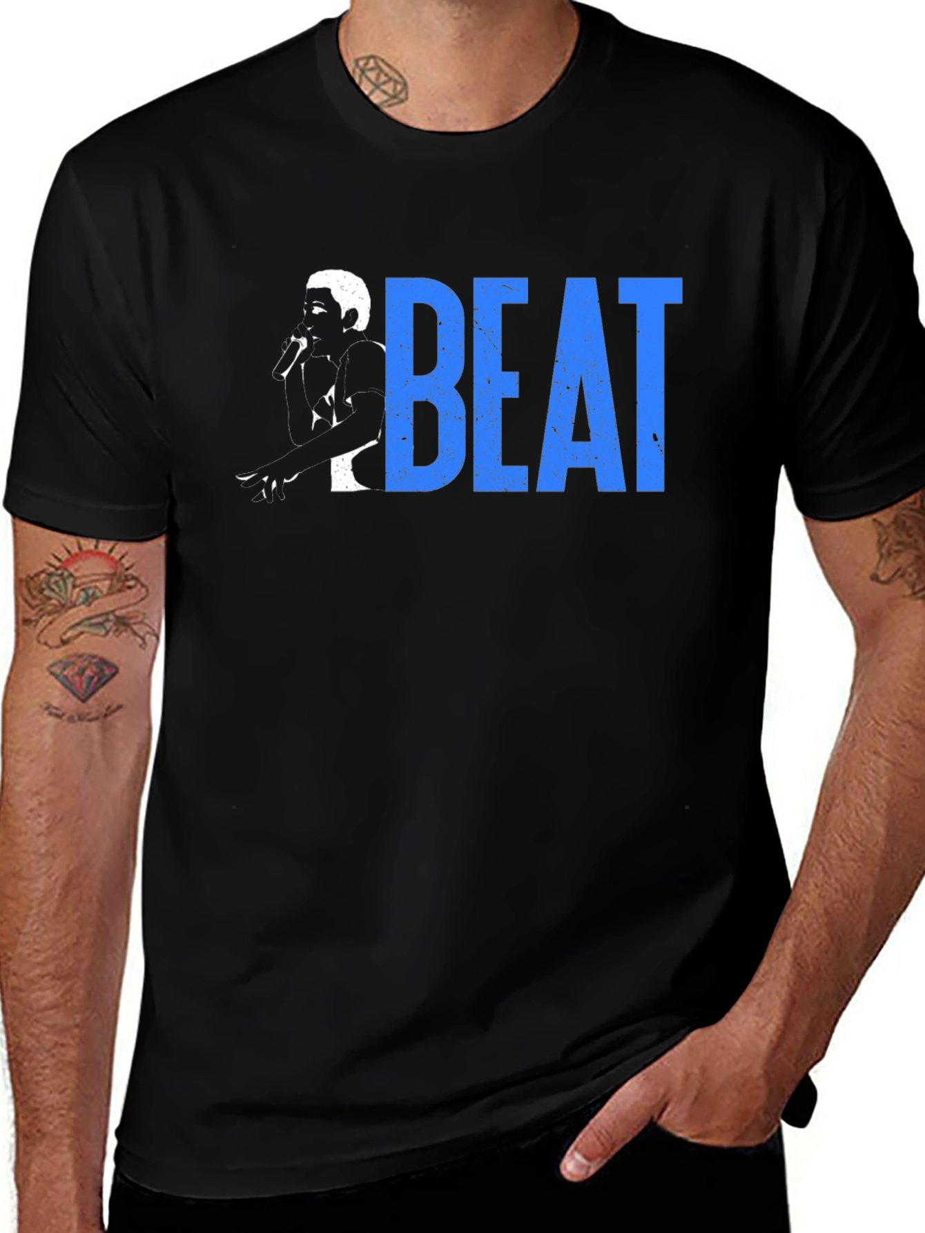 Variant 14 of Rapper "Beat" Graphic Black T-Shirt
