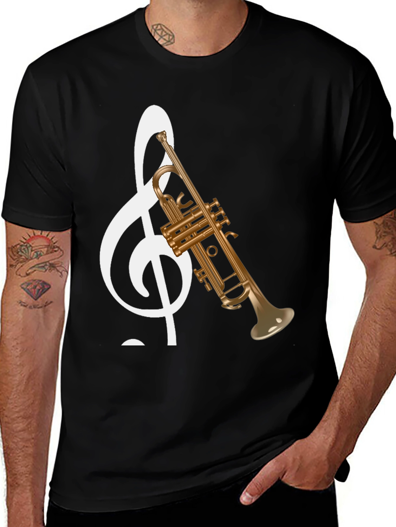 Variant 24 of Musical Note Trumpet Graphic Tee - Black