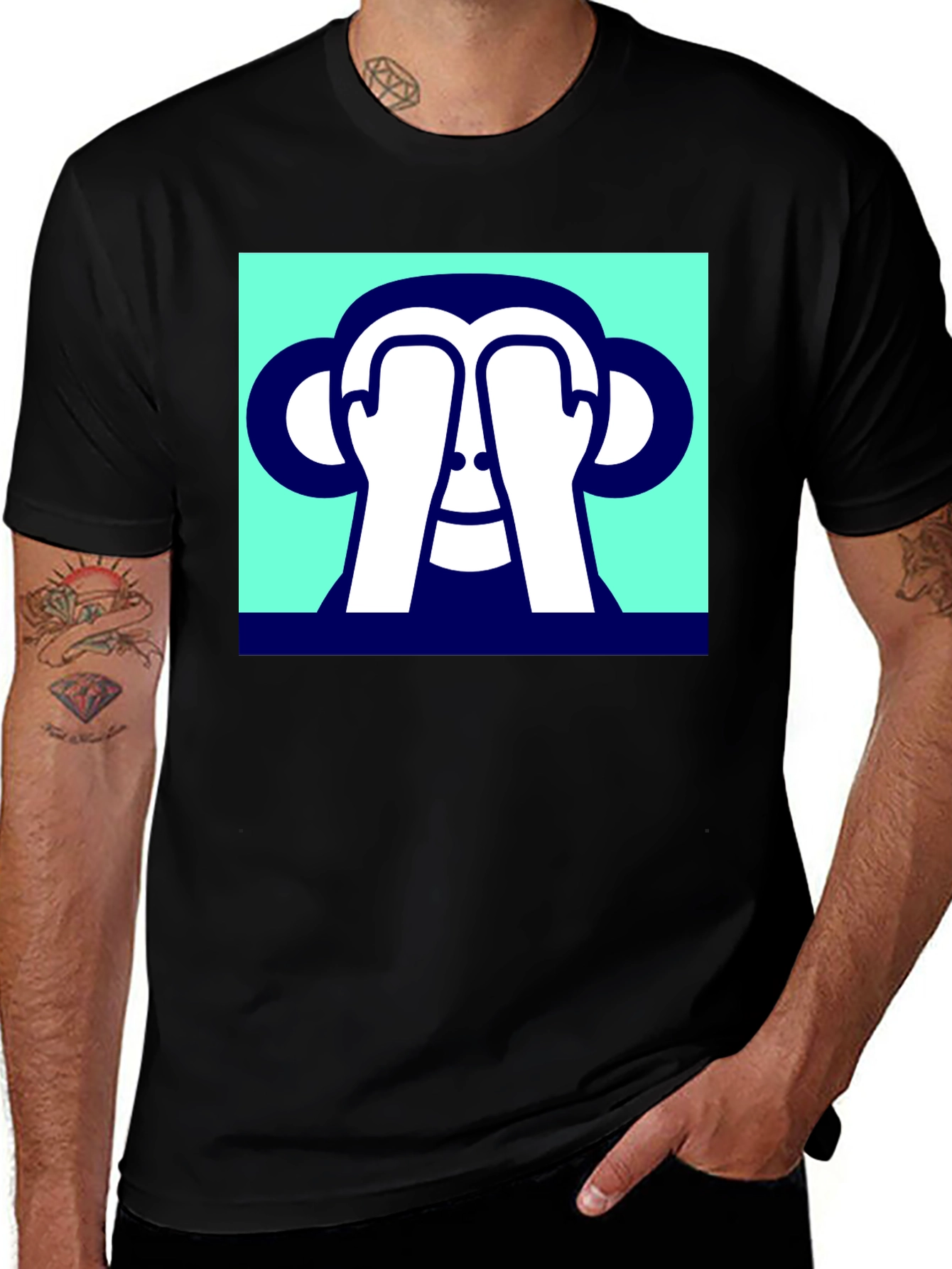 Variant 14 of Peek-a-Boo Monkey Graphic Tee - Soft Cotton Blend