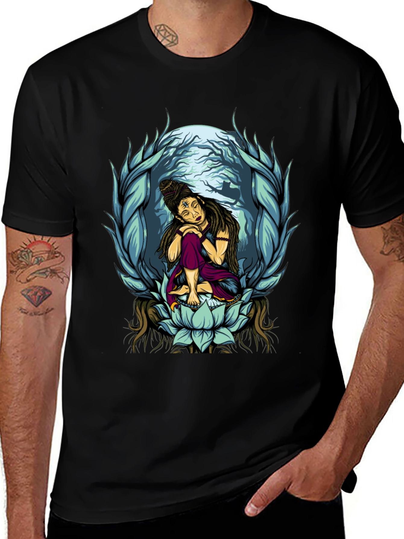 Variant 26 of Shiva Lotus Graphic Tee - Meditative Design