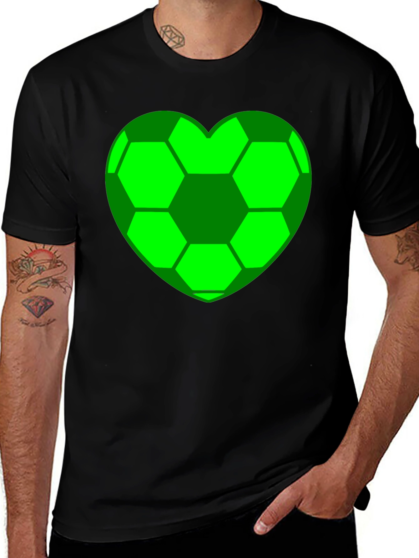 Variant 12 of Soccer Heart T-Shirt - Black Cotton Tee