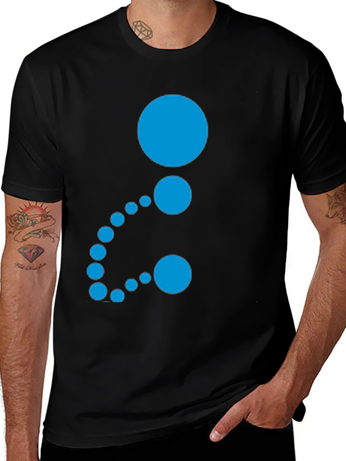 Variant 7 of Modern Graphic Black T-Shirt - Blue Circle Design