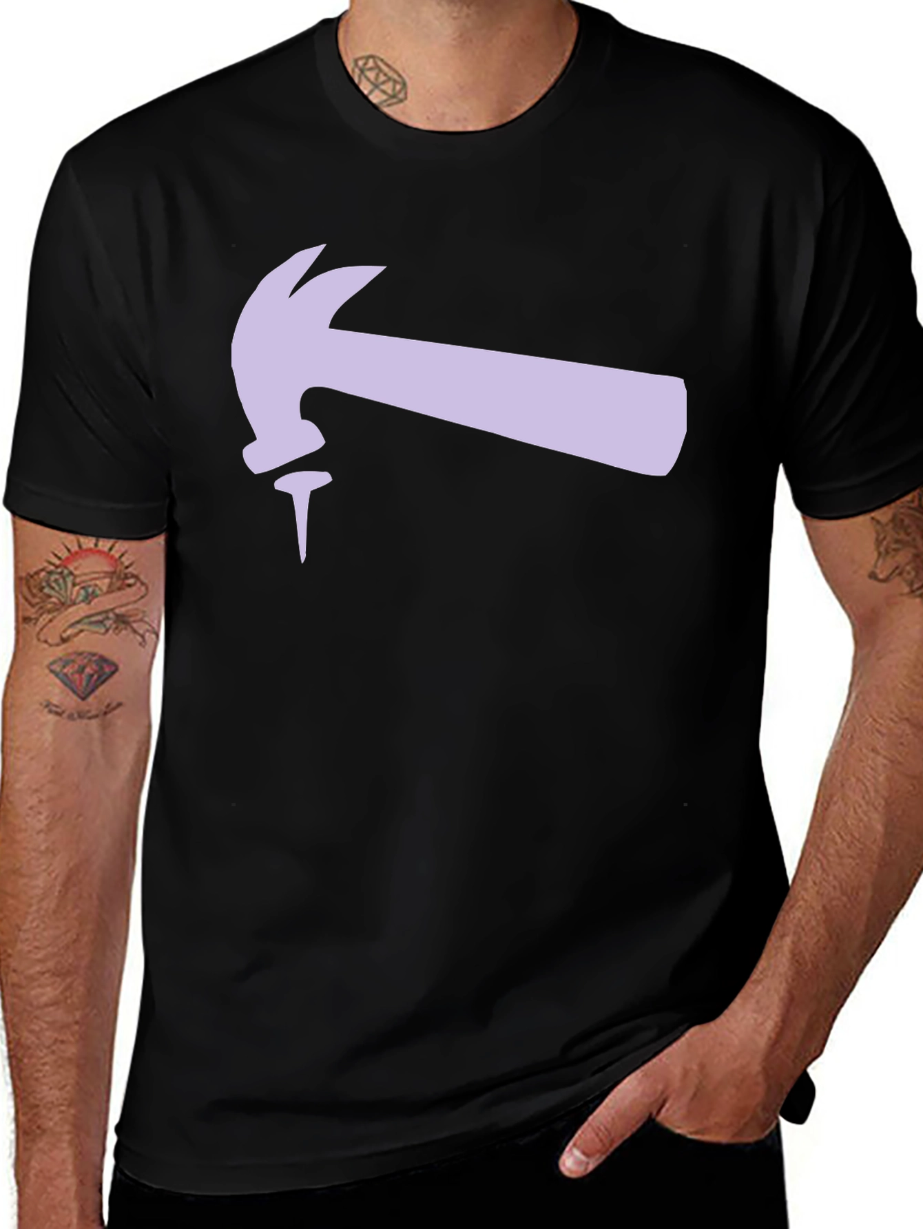 Variant 23 of Hammer and Nail Graphic Tee - Black Cotton T-Shirt
