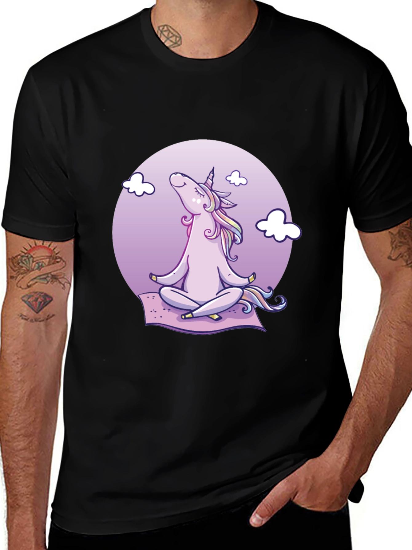 Variant 23 of Yoga Unicorn Graphic Tee - Black