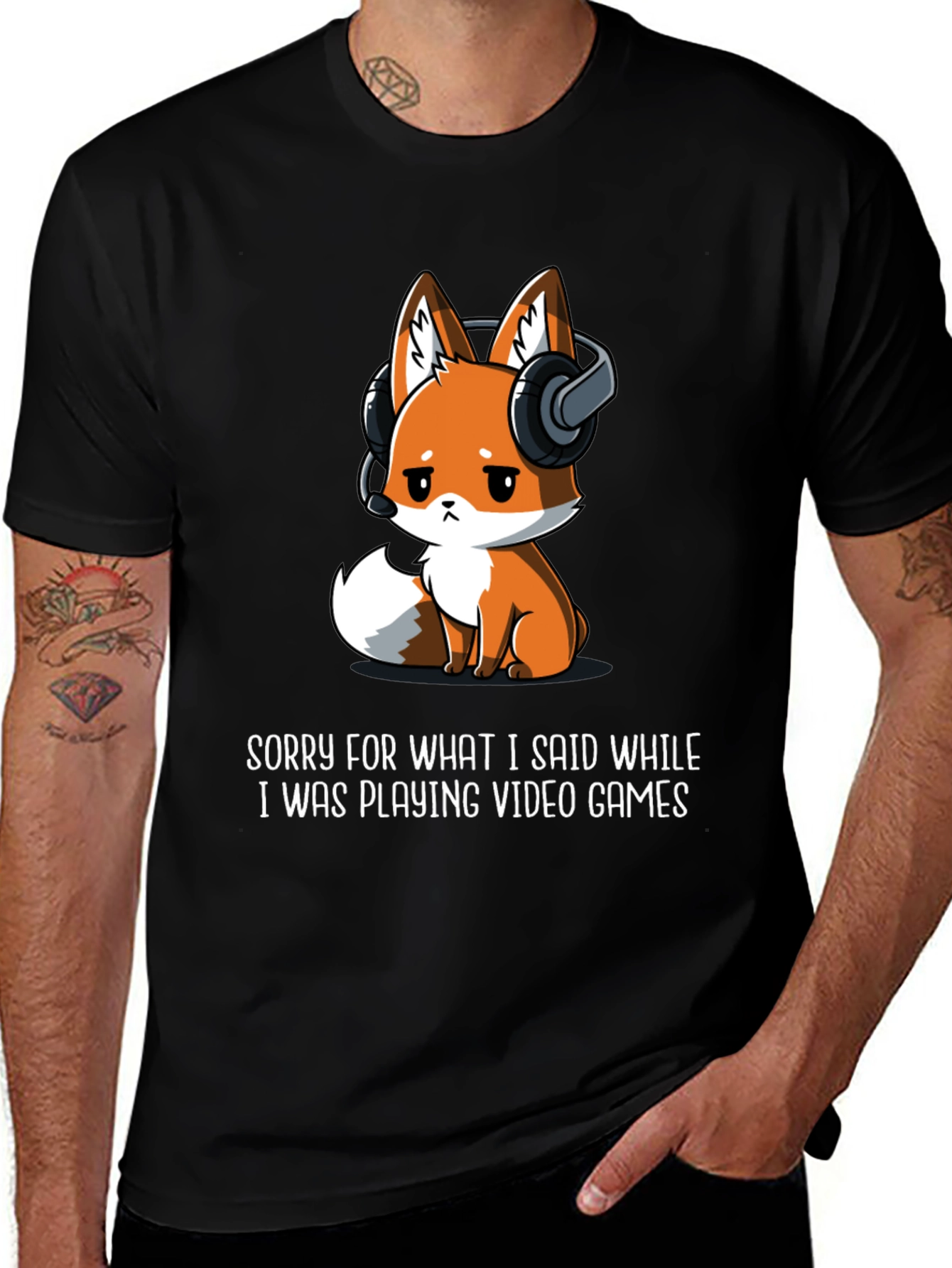 Gamer Fox Graphic Tee - Sorry for What I Said T-Shirt