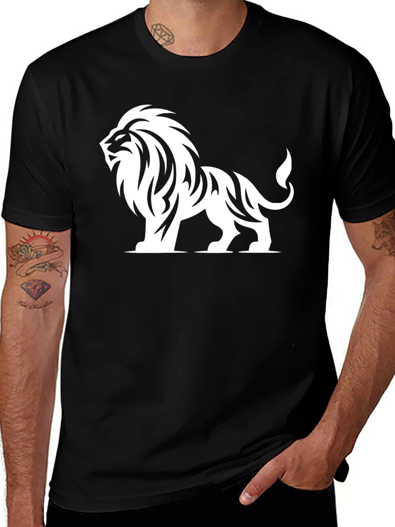 Variant 18 of Bold Lion Graphic Tee - Black Cotton T-Shirt