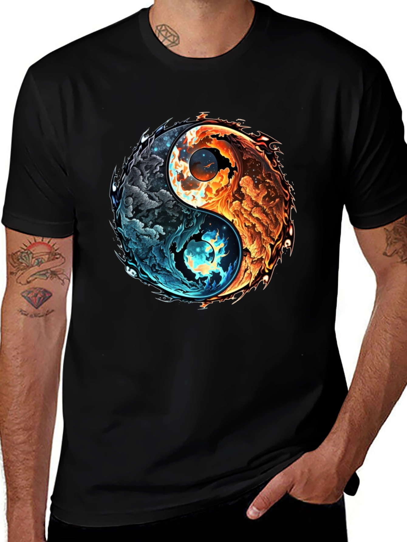 Yin Yang Fire and Ice Graphic Tee