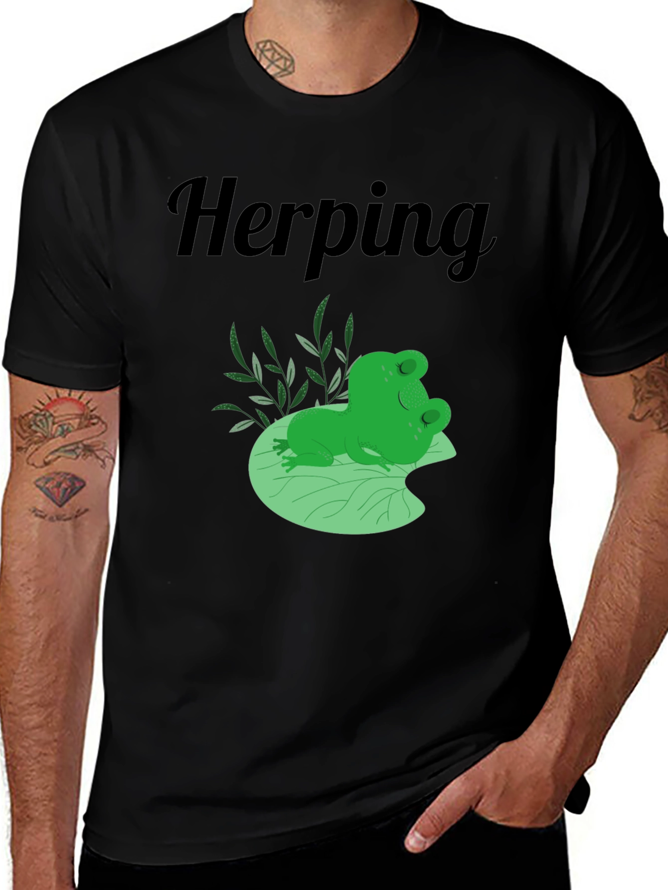 Herping Frog T-Shirt - Black Cotton Tee