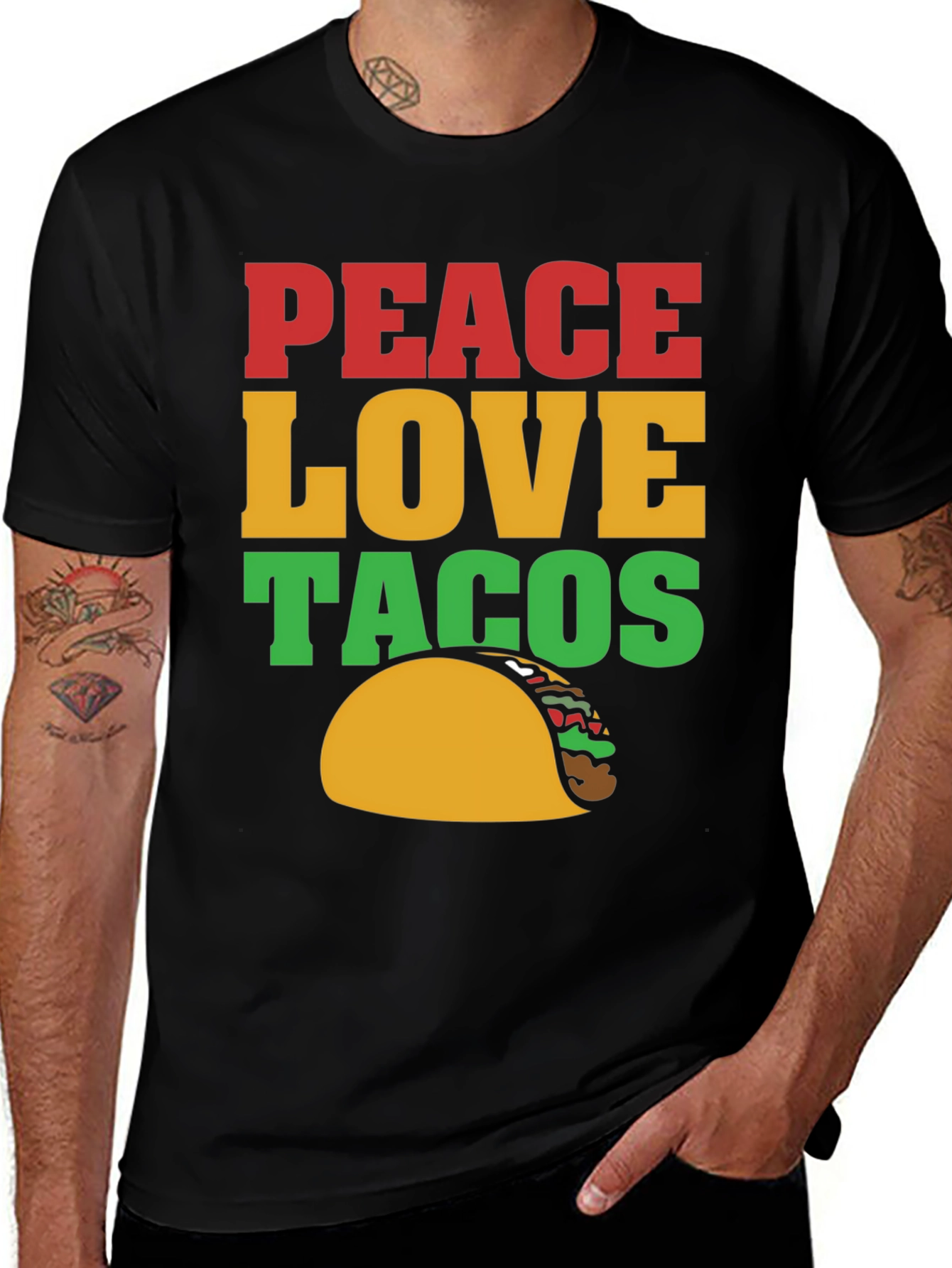 Variant 26 of Peace Love Tacos Black Graphic T-Shirt