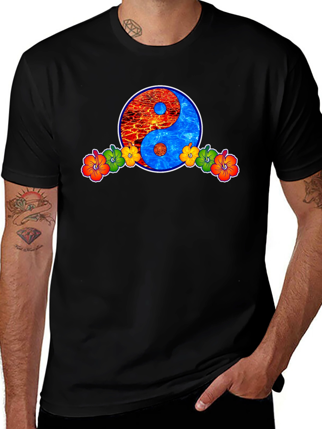 Variant 9 of Yin Yang Hibiscus Flower T-Shirt
