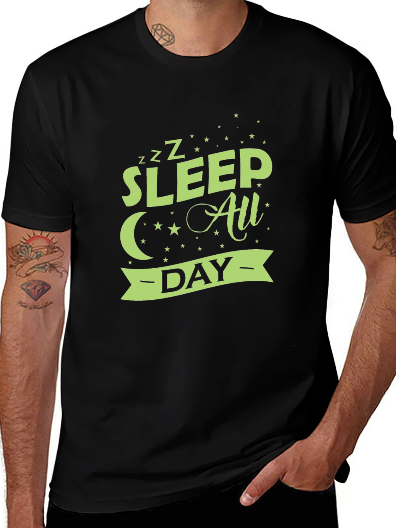 Variant 20 of Sleep All Day Graphic Tee - Black