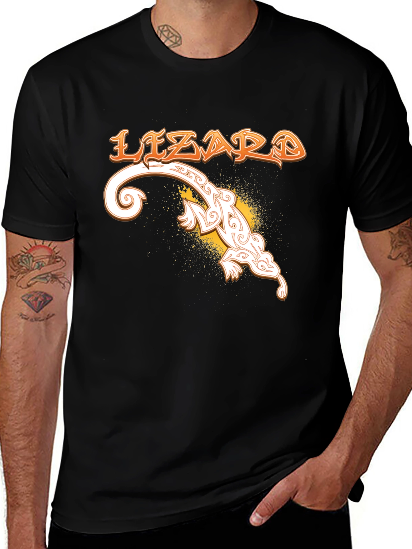Variant 7 of Lizard Graphic T-Shirt - Unique Tribal Design