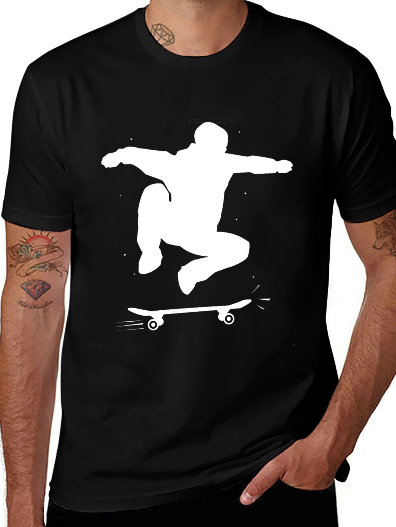 Variant 4 of Skateboarder Graphic Tee - Black