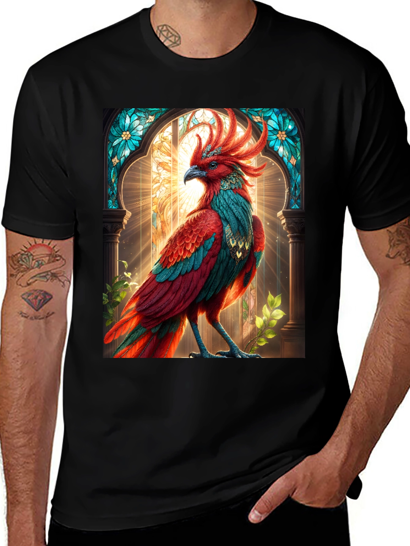 Variant 18 of Phoenix Graphic Tee - Black Cotton Comfort