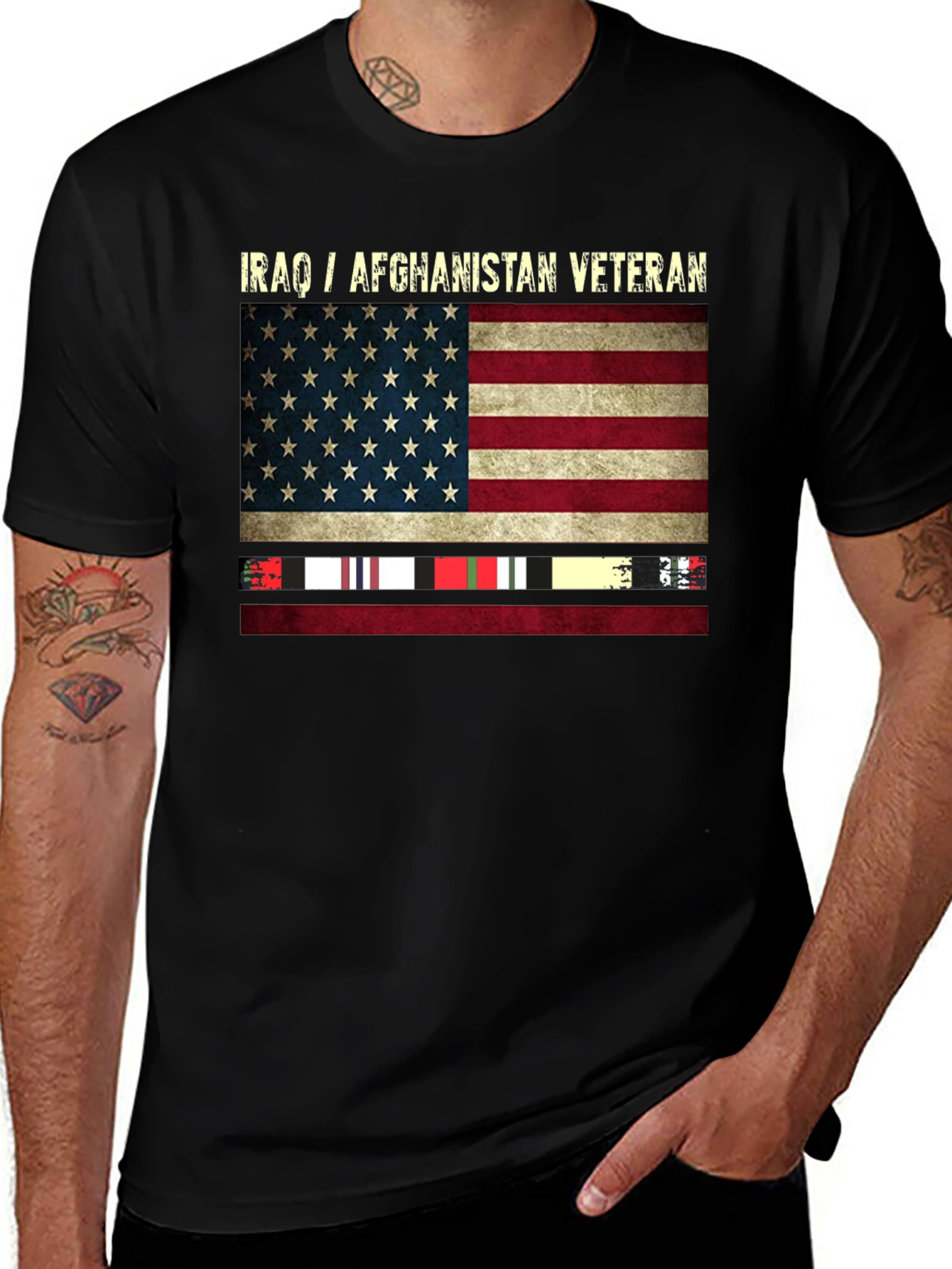 Iraq/Afghanistan Veteran US Flag T-Shirt
