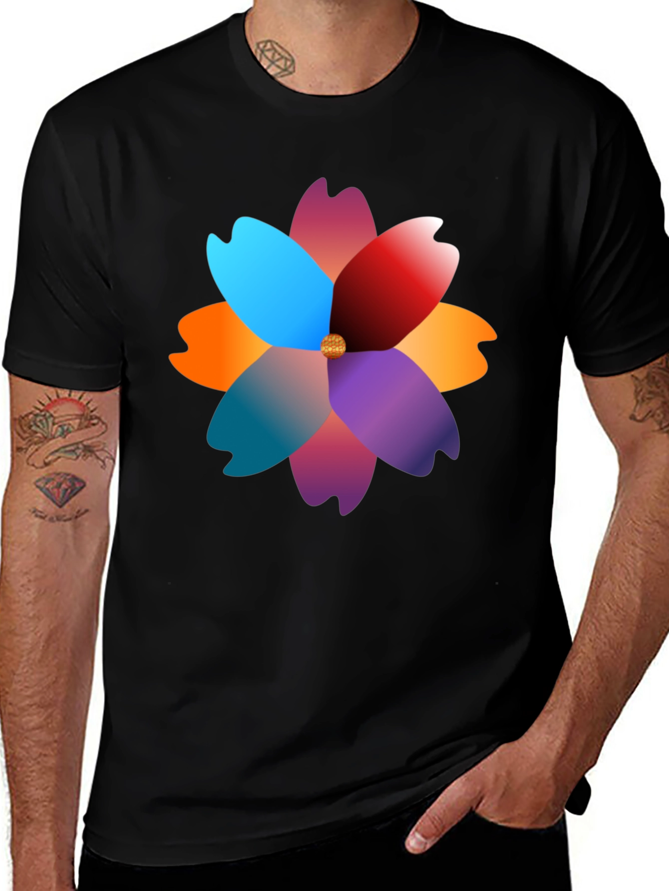 Variant 10 of Floral Graphic Black T-Shirt - Stylish Casual Wear