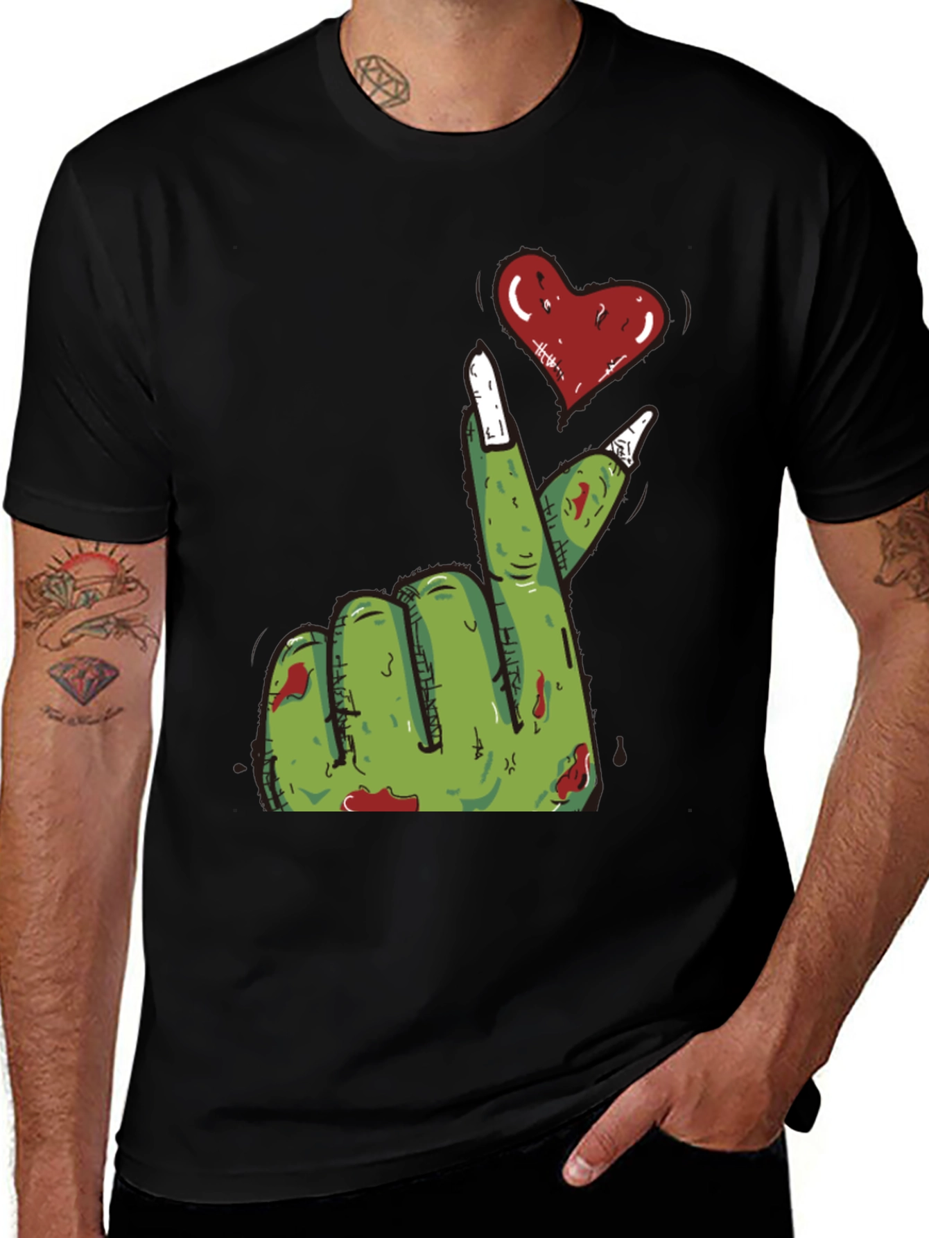 Variant 10 of Zombie Love Hand T-Shirt - Black