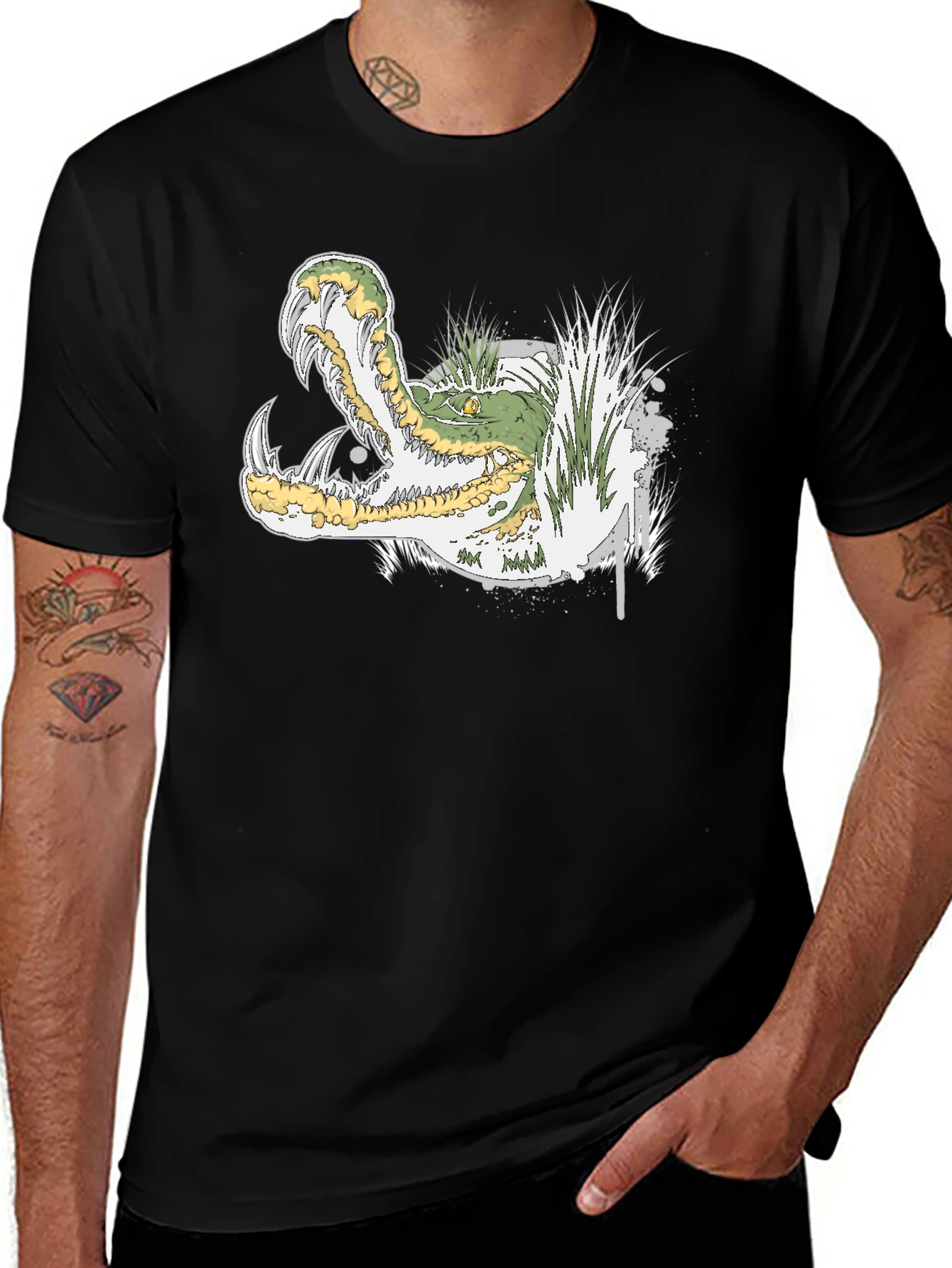 Variant 22 of Gator Graphic Black T-Shirt