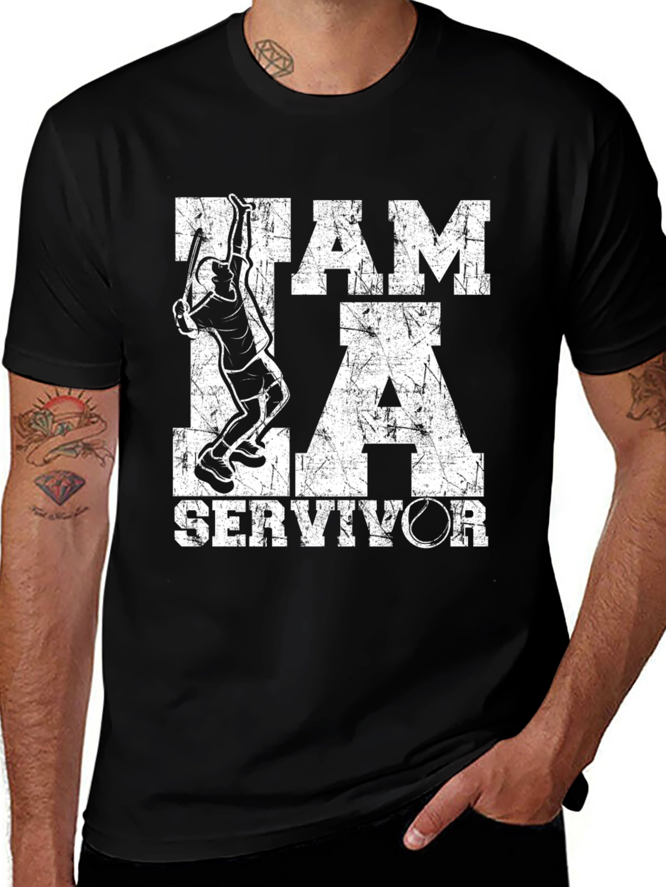 Variant 21 of I am a Servivor Tennis Graphic T-Shirt