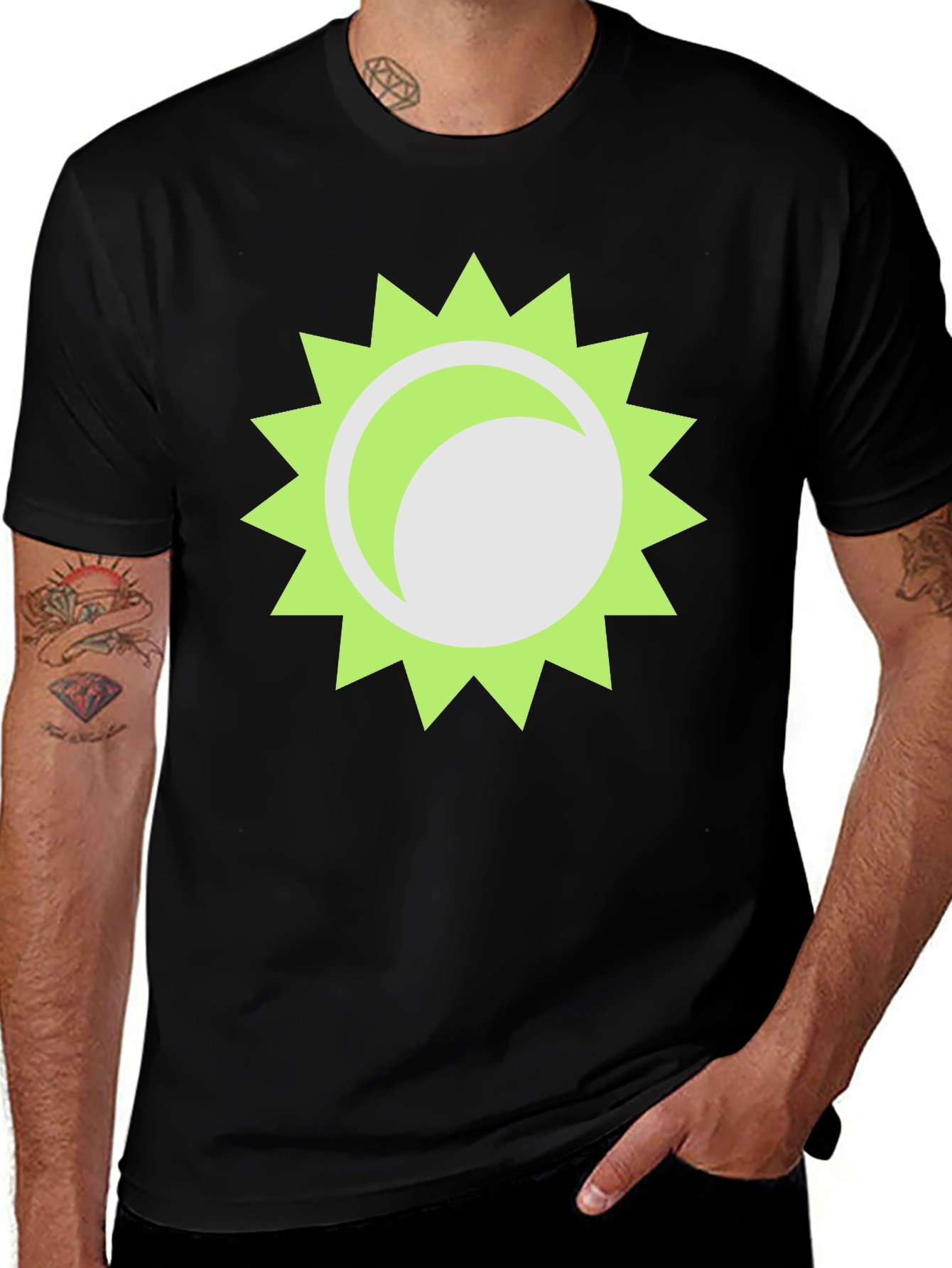 Variant 27 of Trendy Black T-Shirt with Sun Graphic