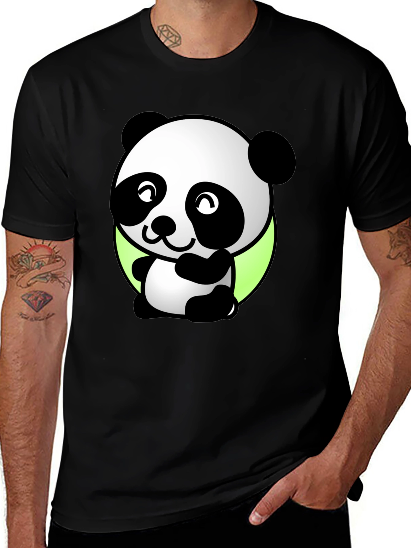 Variant 25 of Cute Panda Graphic Black T-Shirt