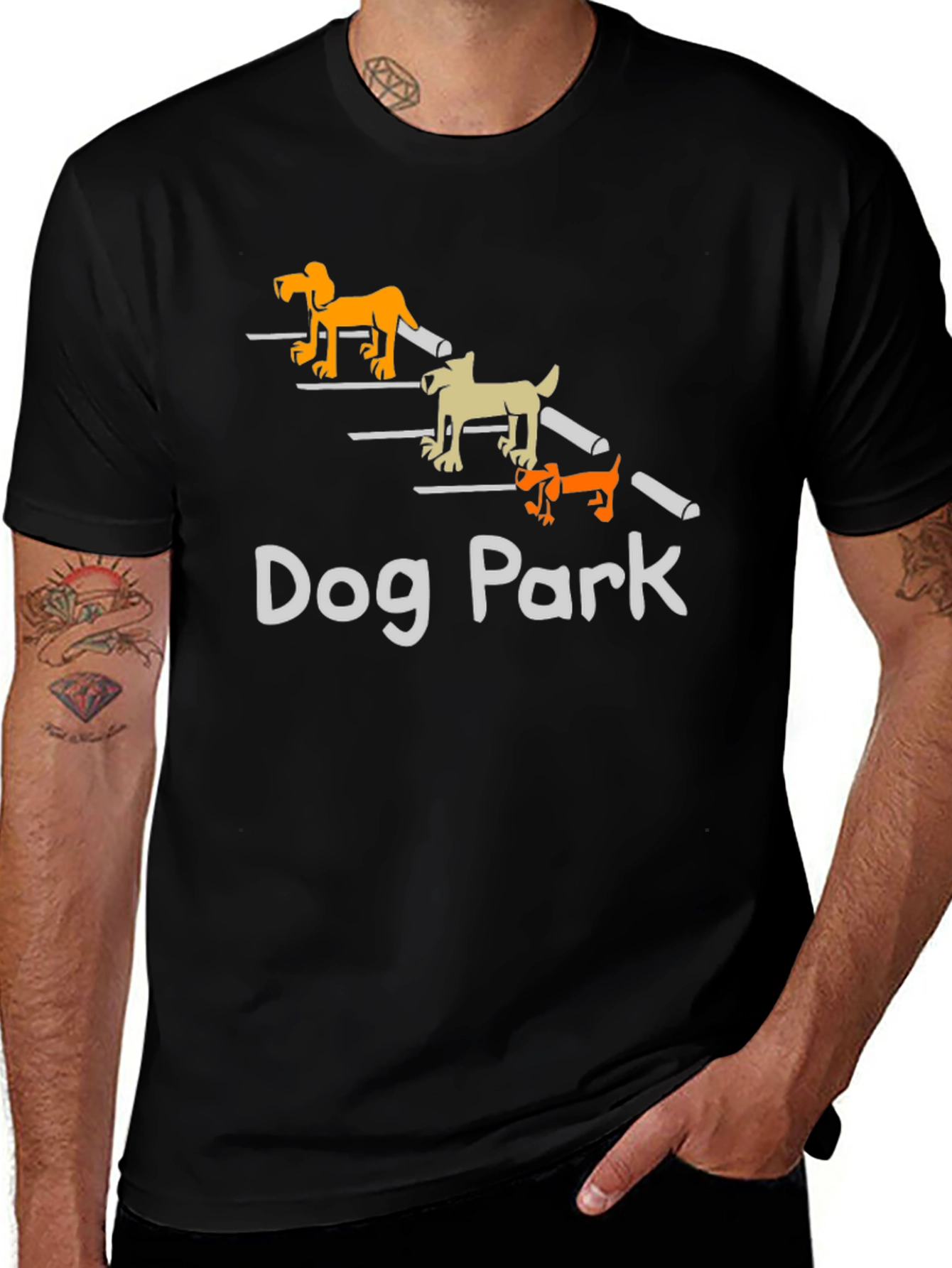 Variant 8 of Dog Park Graphic Tee - Black Cotton T-Shirt